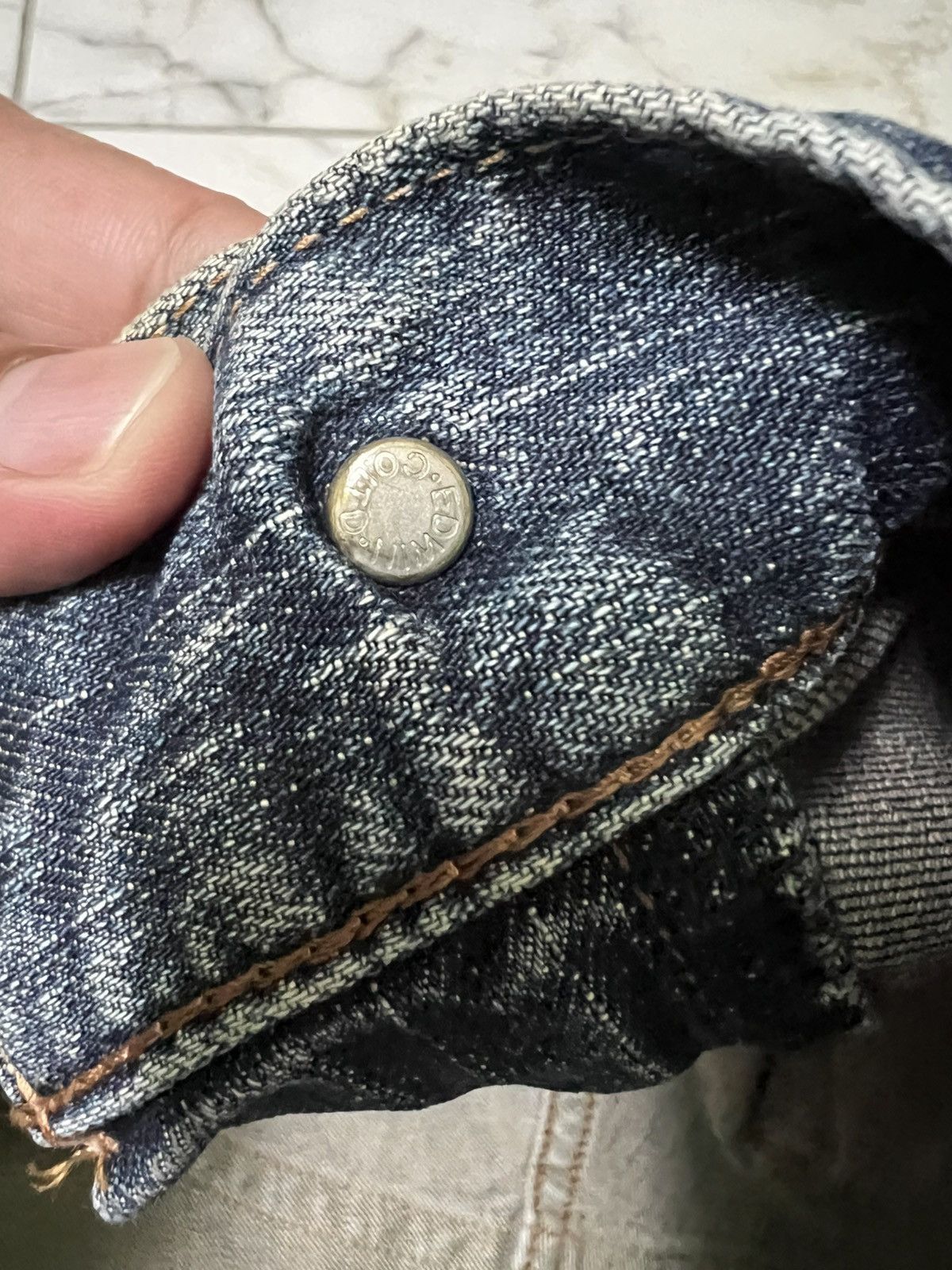 Edwin 💥Baggy💥Vintage Edwin Blue Trip Washed Distress Jean Size US 34 / EU 50 - 12 Thumbnail