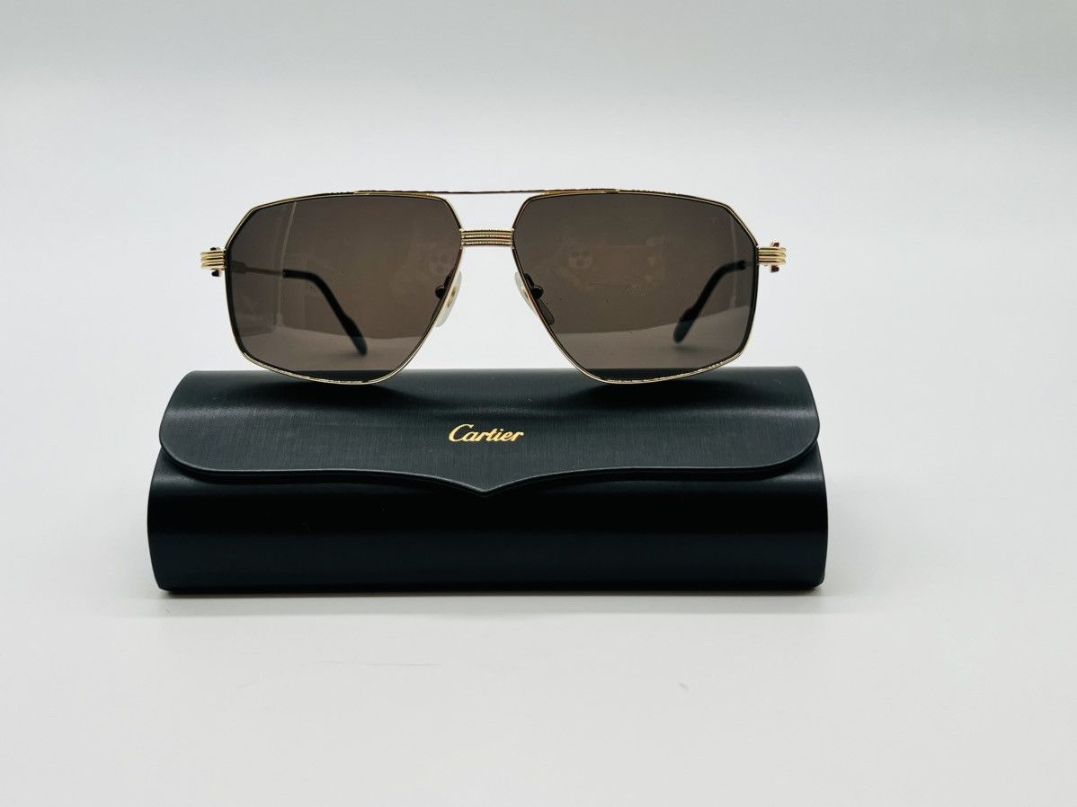 Cartier Cartier CT0270S 001 Square Gold Grey Cartier Sunglasses Size ONE SIZE - 3 Thumbnail
