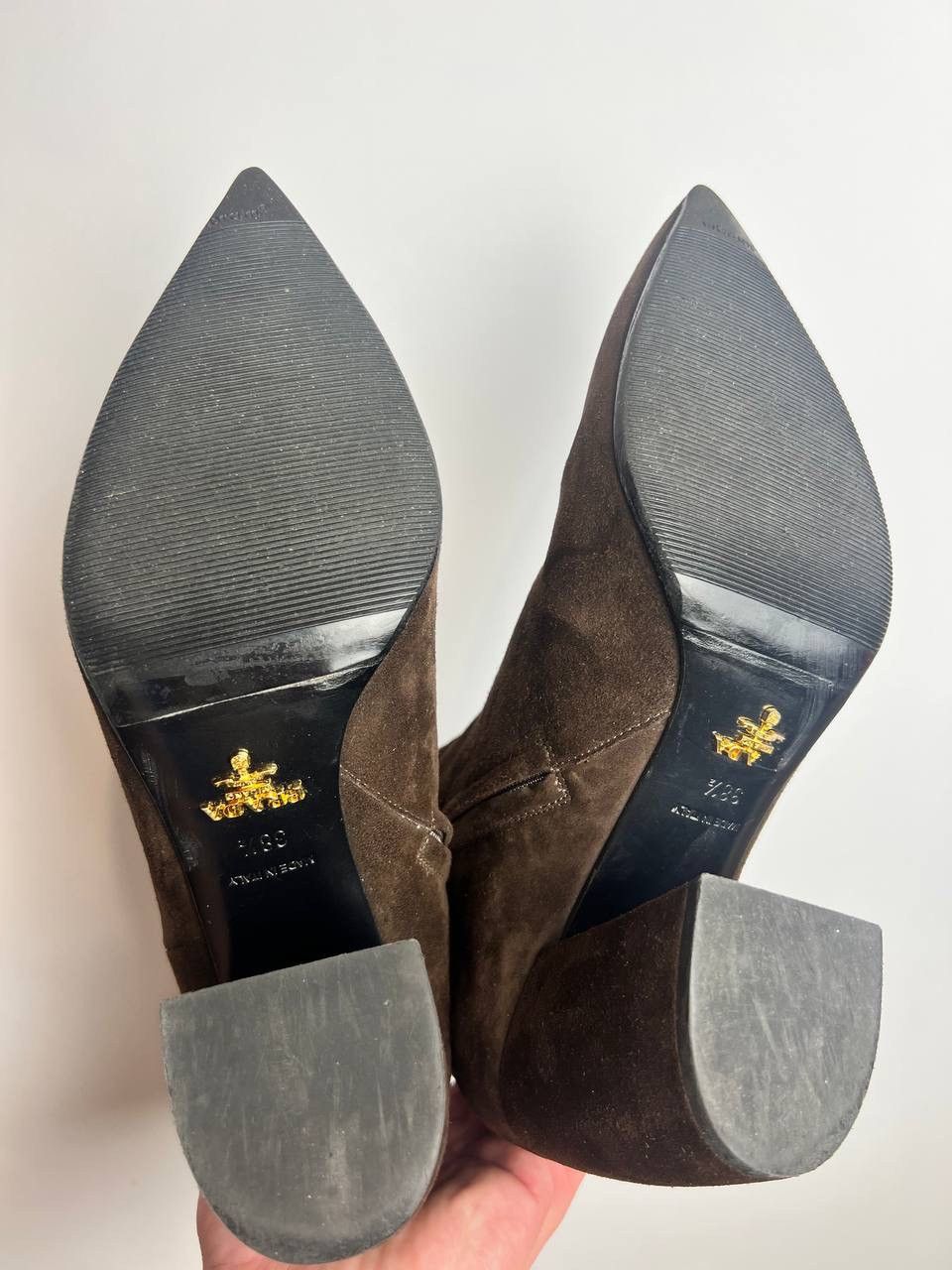 Prada PRADA Brown suede heeled ankle boots Size US 8.5 / IT 38.5 - 7 Thumbnail