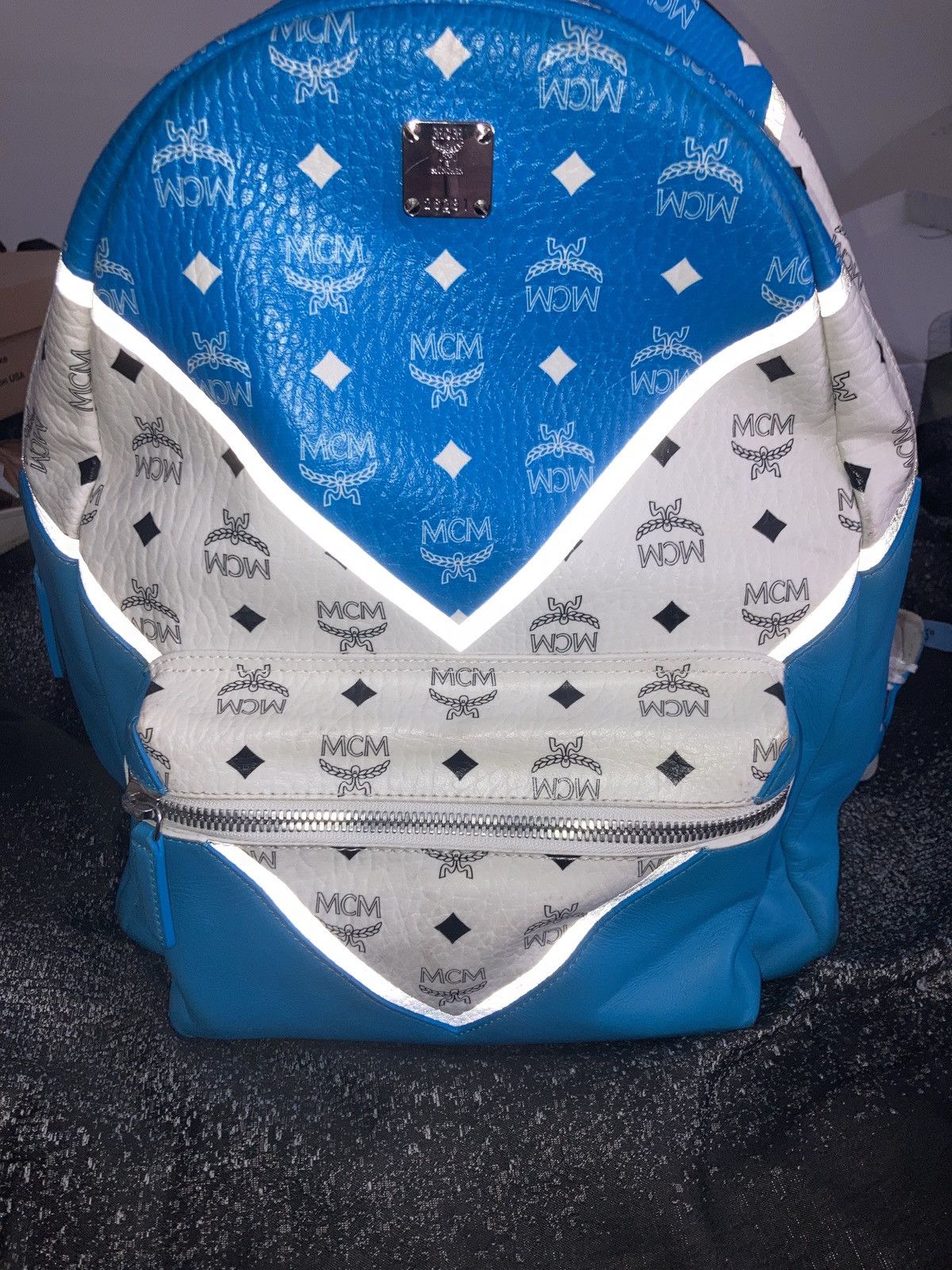 Sac à Dos Vintage MCM - Monogramme, Cuir Et Toile - Noir - Bon état Général