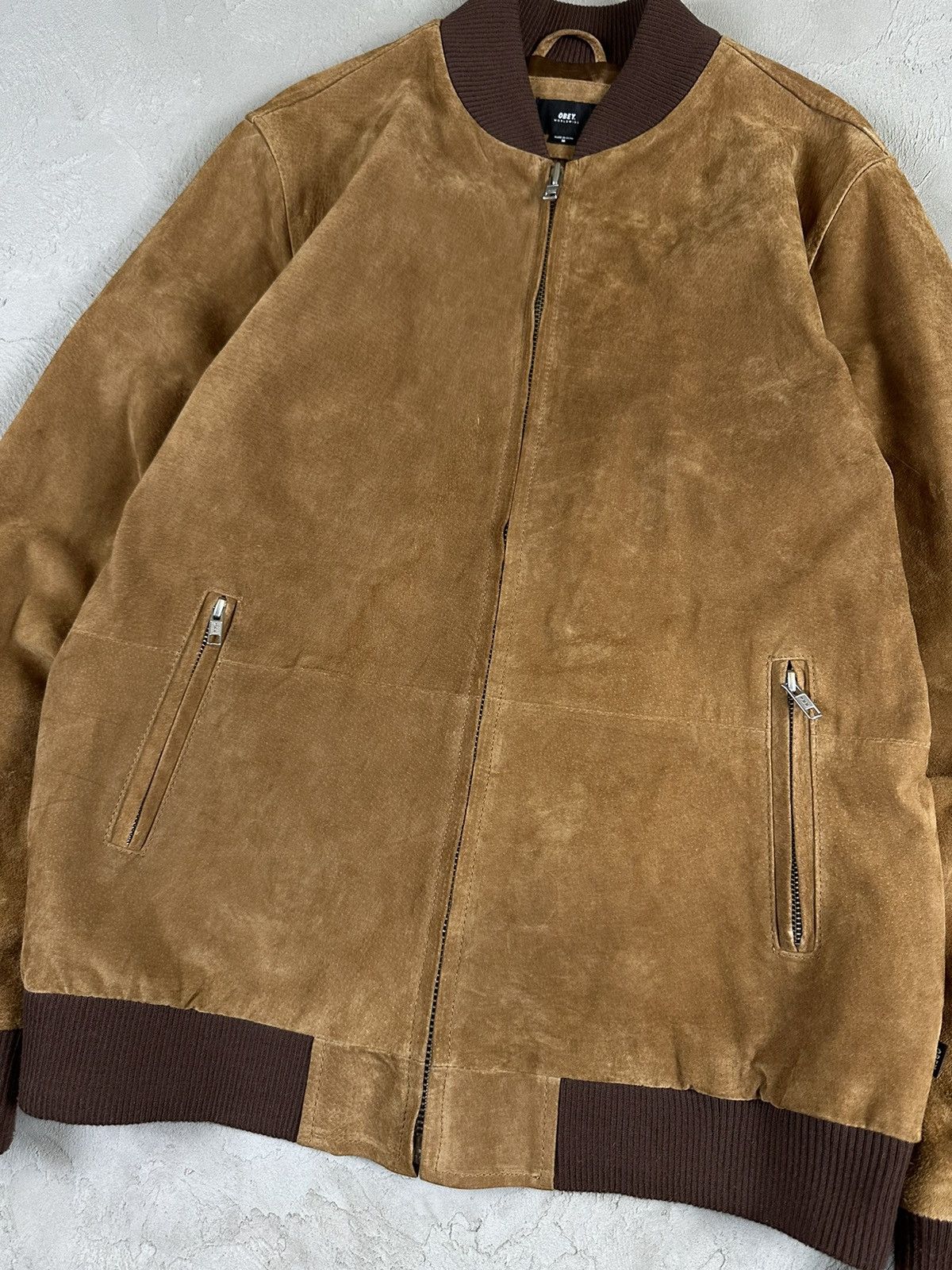 Obey Obey Suede Leather Boxy Bomber Jacket Size US M / EU 48-50 / 2 - 8 Thumbnail