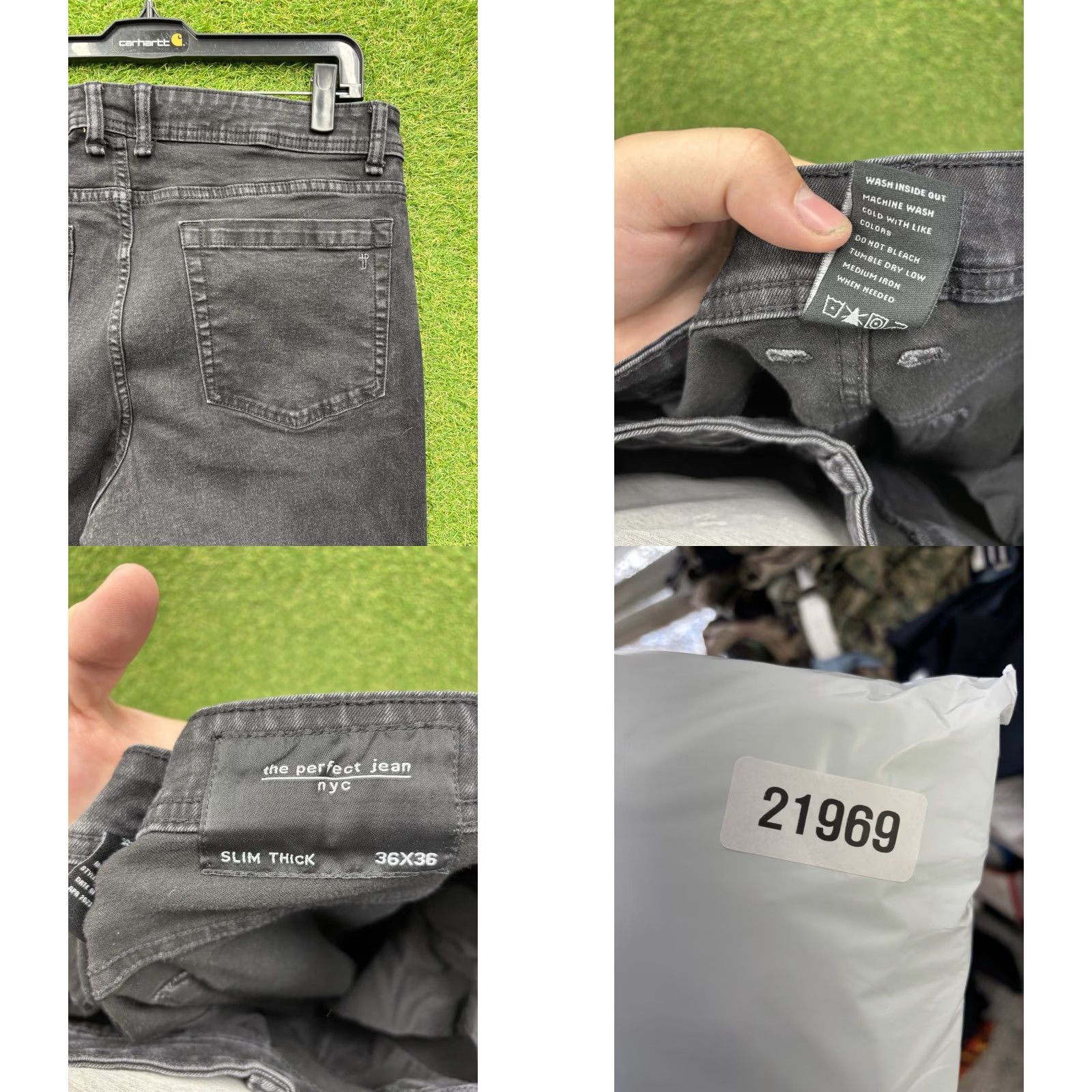 The Perfect Jean NYC Jeans Mens 36x36 Slim Thick Black Denim Stretch Flex Mid Rise 5-Pocket Style Straight