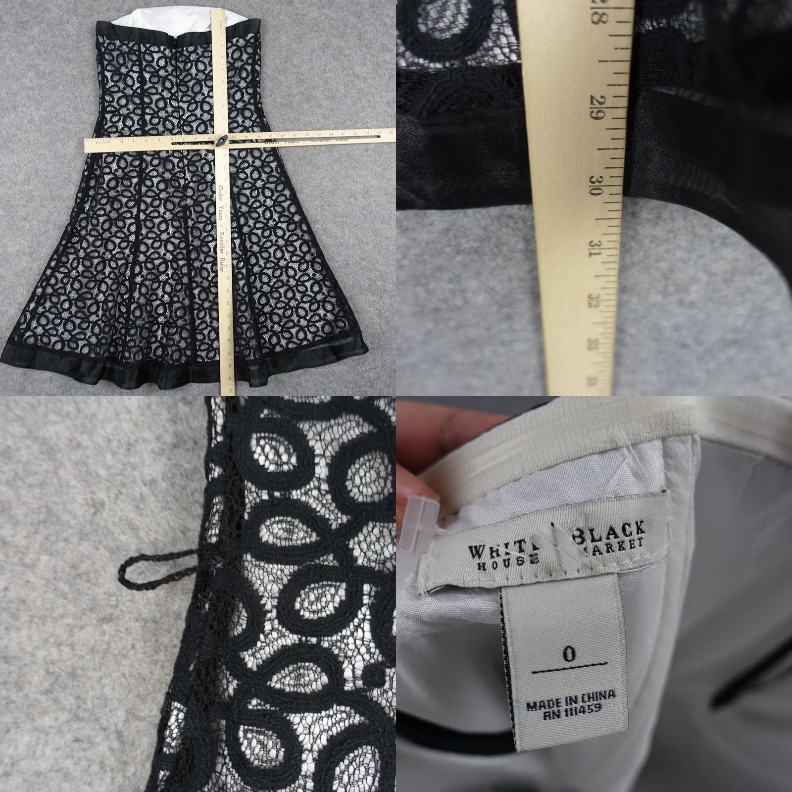 White House Black Market White House Black Market Dress Womens 0 Black Lace Strapless Fit & Flare Dress Knee Length Party Cocktail Womens Girls Size XS / US 0-2 / IT 36-38 - 9 Thumbnail
