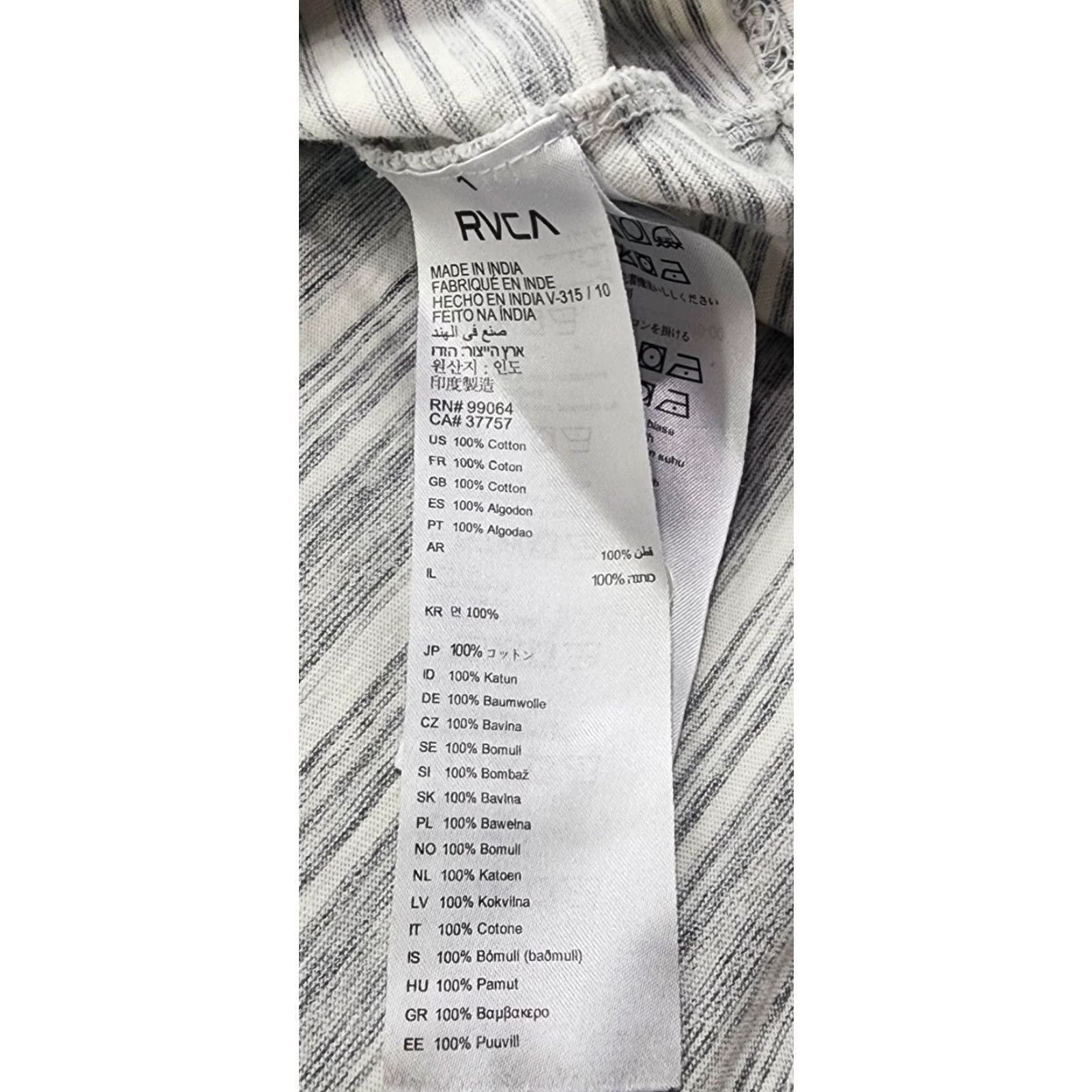 RVCA RVCA Shirt Mens Small Gray White Striped Lightweight Henley Short Sleeve Soft Size US S / EU 44-46 / 1 - 7 Thumbnail