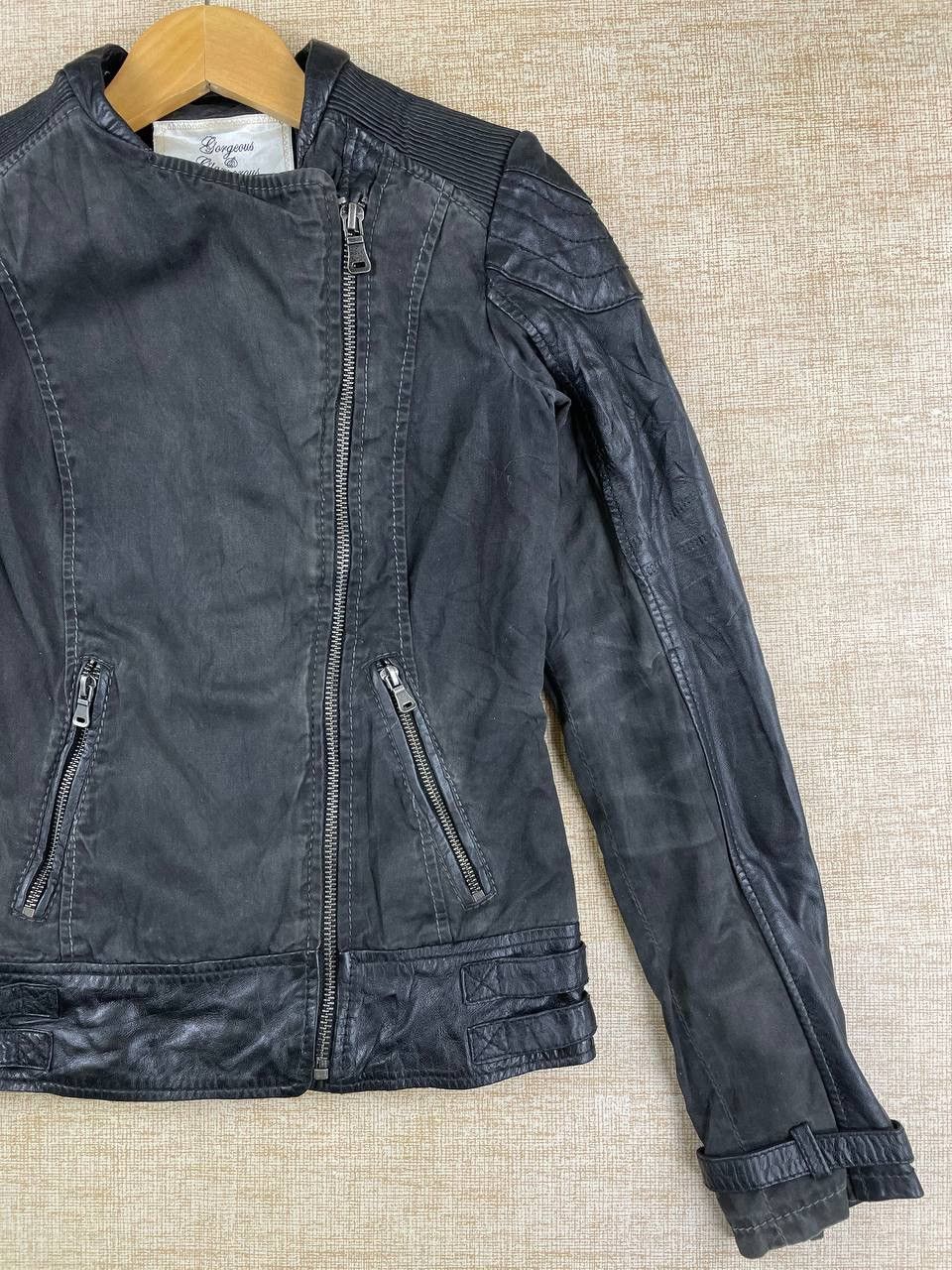 Vintage Vtg Gorgeous & Glamorous Double Collar Half Leather Jacket Size S / US 4 / IT 40 - 4 Thumbnail