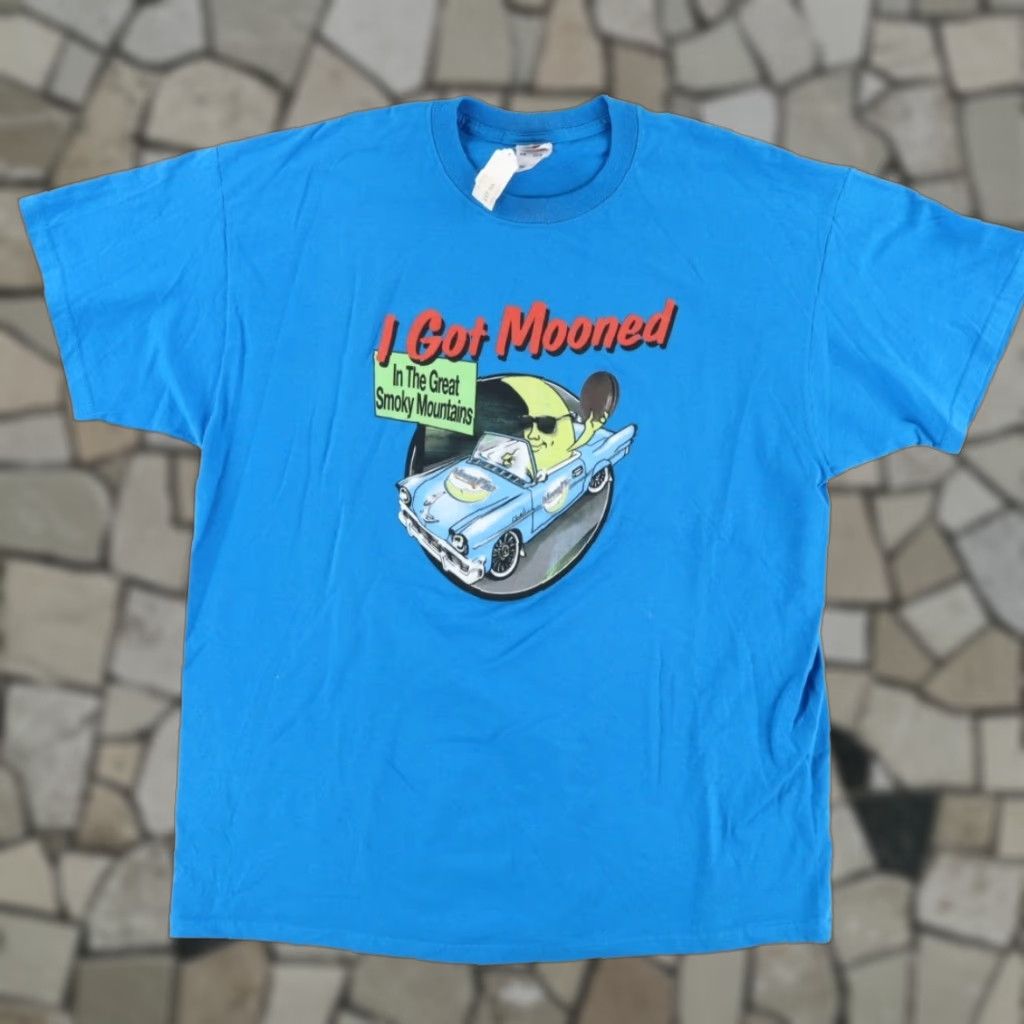Vintage Moon Pie I Got Mooned Solid T-Shirt Blue Men's 2XL Shirt Mens Crew Neck Short Sleeve Cotton I Got Mooned Moon Pie 2XL Blue Shirt Size US XXL / EU 58 / 5 - 1 Thumbnail