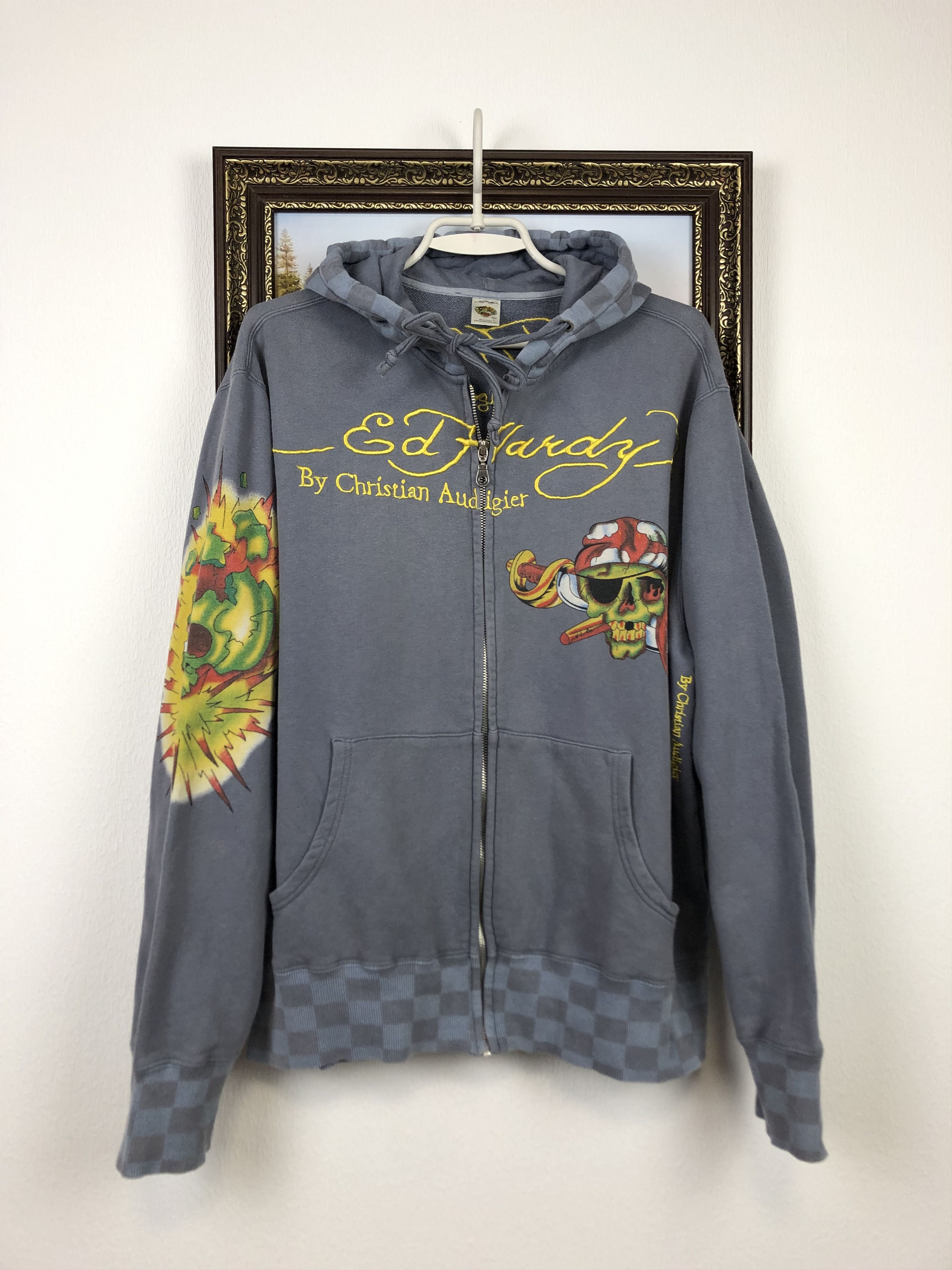 Ed Hardy × Vintage Vintage Ed Hardy Hoodie Jacket Rare Skull Hype Size US L / EU 52-54 / 3 - 3 Thumbnail