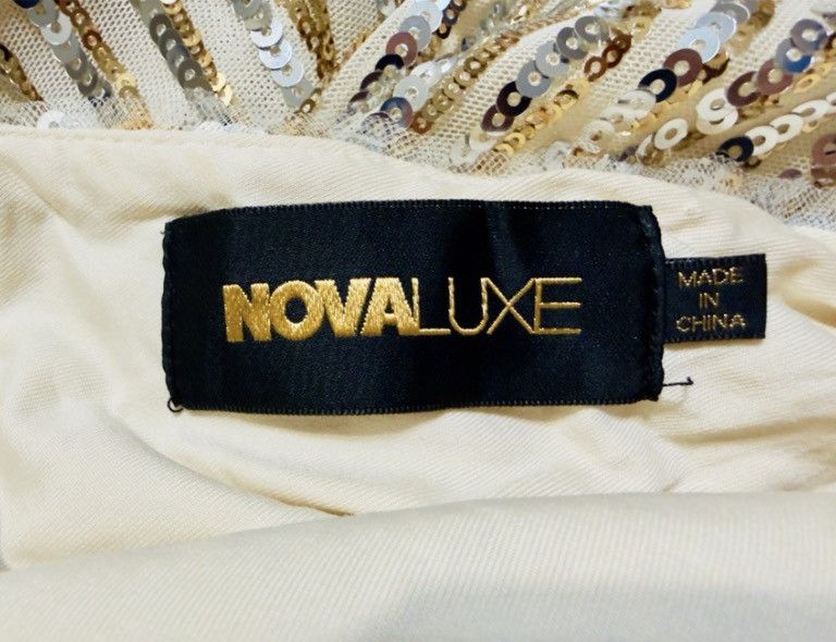 Other NovaLuxe Champagne Gold Sequin Gown High Slit Open Back 2XL Size XXL / US 16-18 / IT 52-54 - 4 Thumbnail