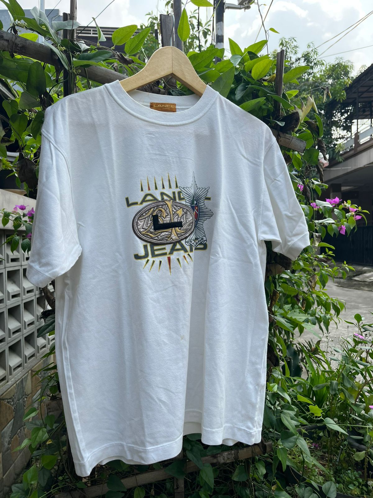 Japanese Brand × Lancel Lancel jeans embroidered logo graphic tee tshirt Size US S / EU 44-46 / 1 - 1 Thumbnail