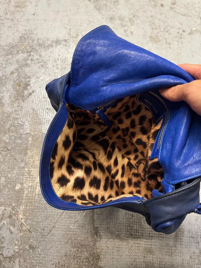 Roberto Cavalli 2000s Roberto Cavalli Blue Leather Crocodile Effect Handle Bag Size ONE SIZE - 12 Thumbnail
