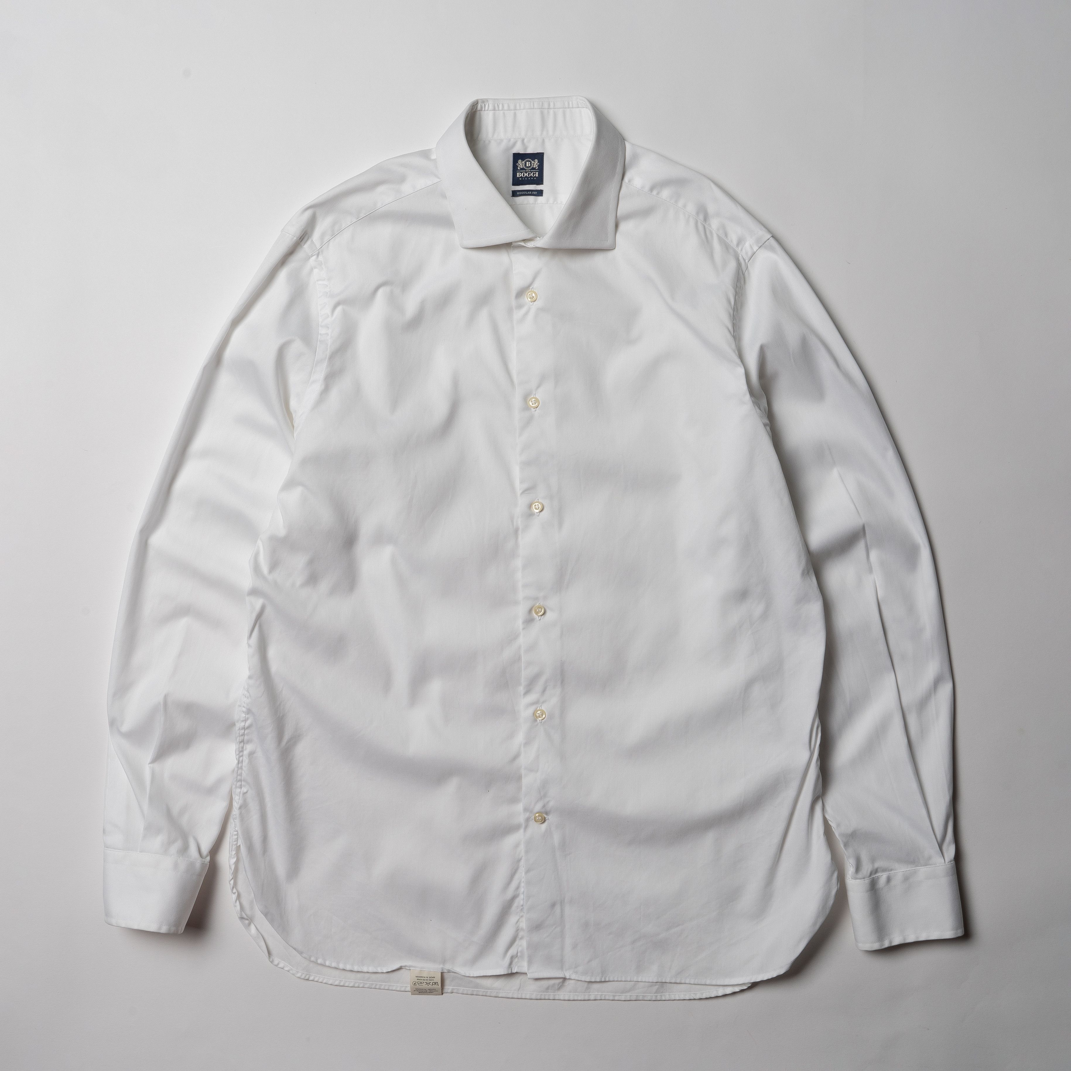 Boggi 🔵 BOGGI MILANO White Cotton Button Up shirt Size US L / EU 52-54 / 3 - 2 Thumbnail