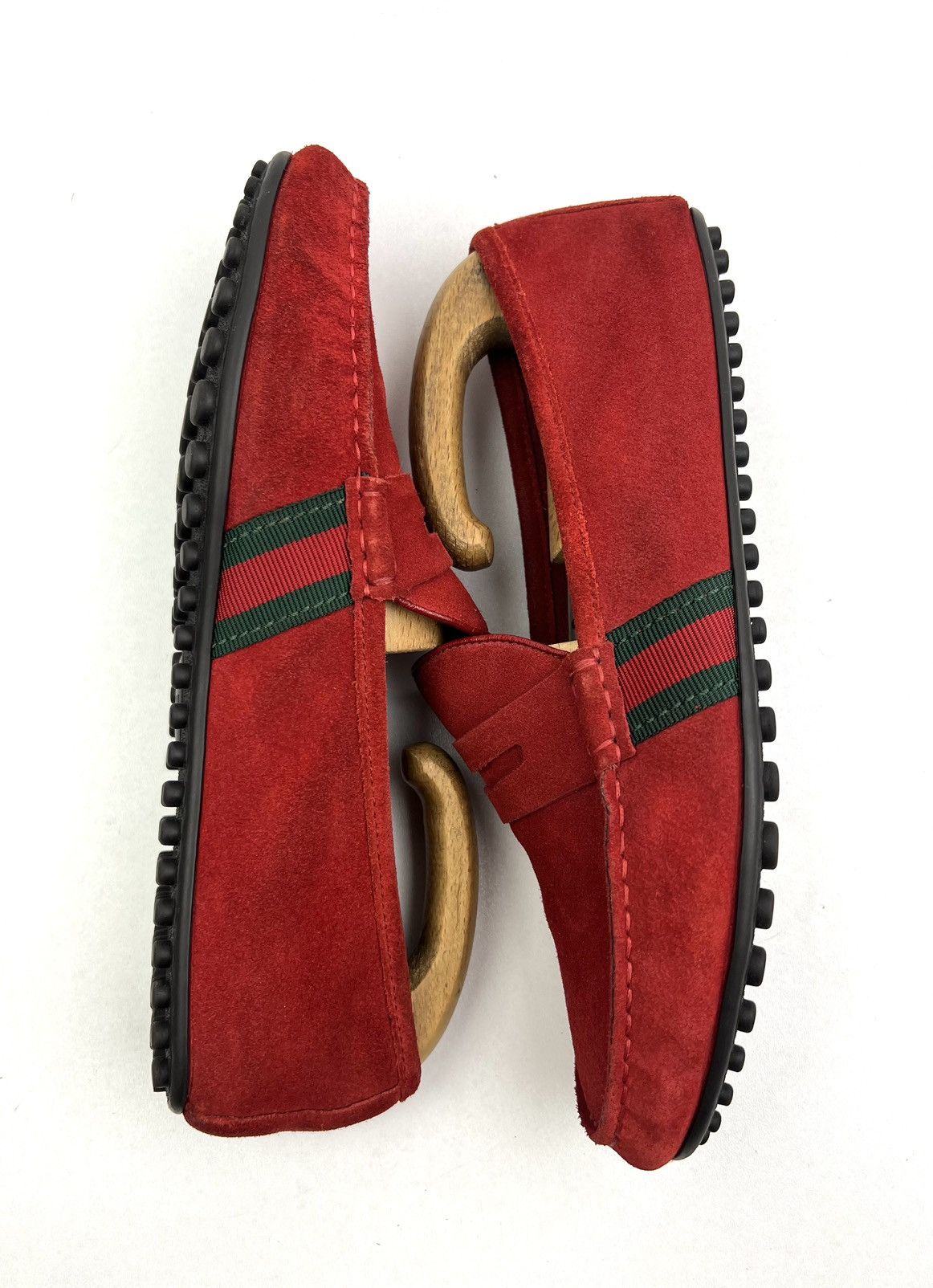 Gucci GUCCI Loafers Drivers Leather Shoes Web Stripe Red Men's Size US 8.5 / EU 41-42 - 8 Thumbnail