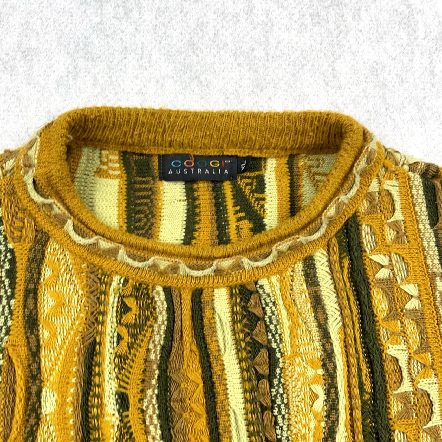 Coogi VINTAGE COOGI Sweater Men XL Yellow 3D Knit Textured Biggie Cosby Grandpa 90s Shirt Men XL Yellow Hip Hop 90s Mens Size US XL / EU 56 / 4 - 4 Thumbnail