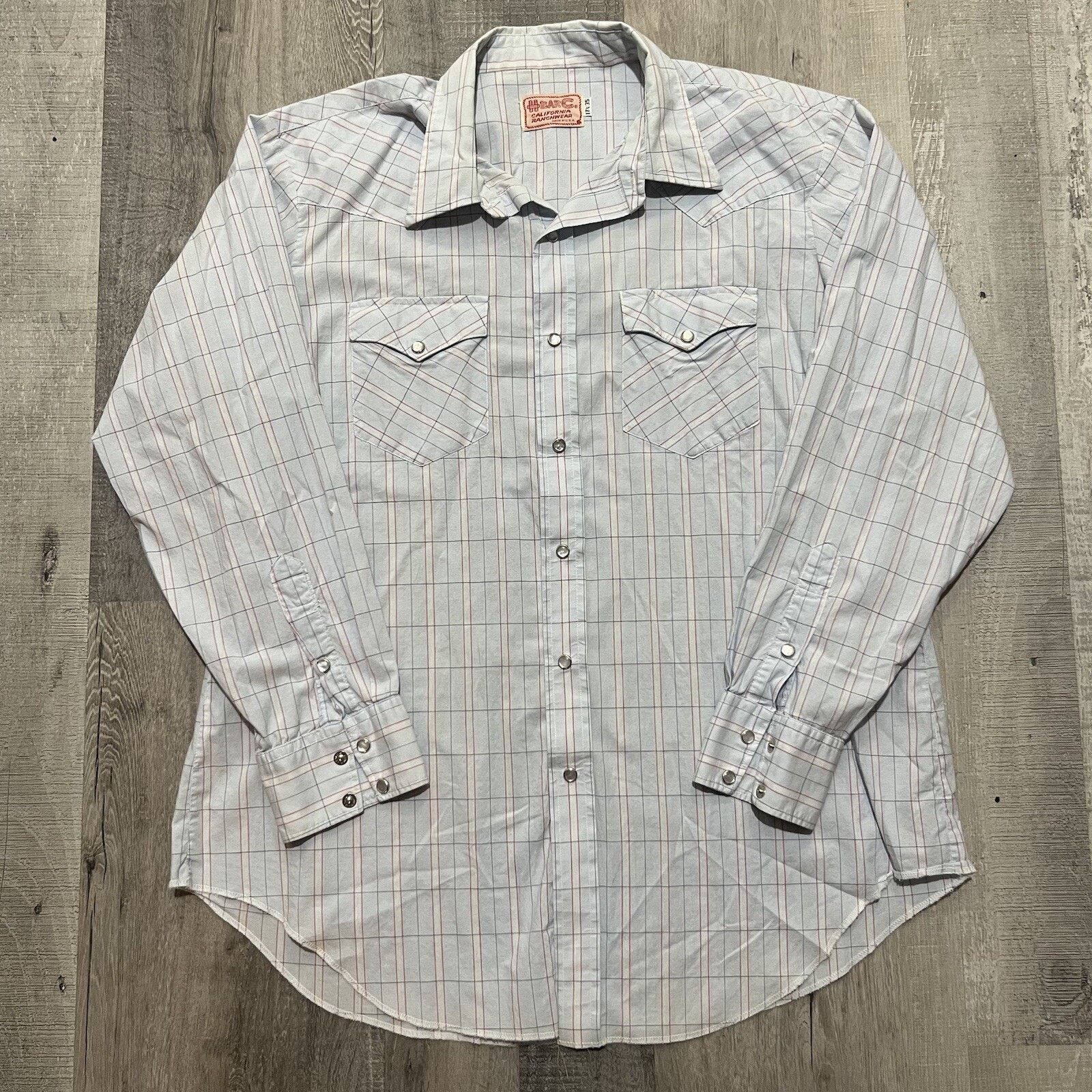 Vintage Vintage 70s/80s H Bar C Pearl Snap Western Shirt Blue Plaid Size US XL / EU 56 / 4 - 1 Thumbnail