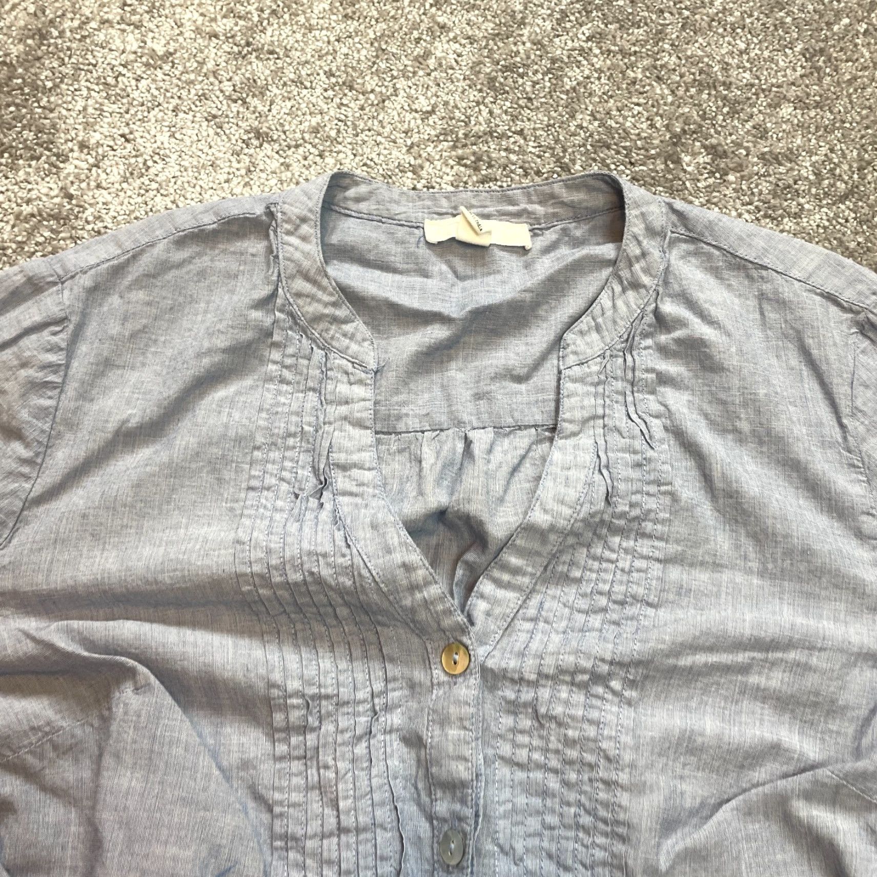 Vintage BLL New York Button Up Blouse Shirt Womens Medium Light Blue Cotton Lightweight Size M / US 6-8 / IT 42-44 - 3 Thumbnail