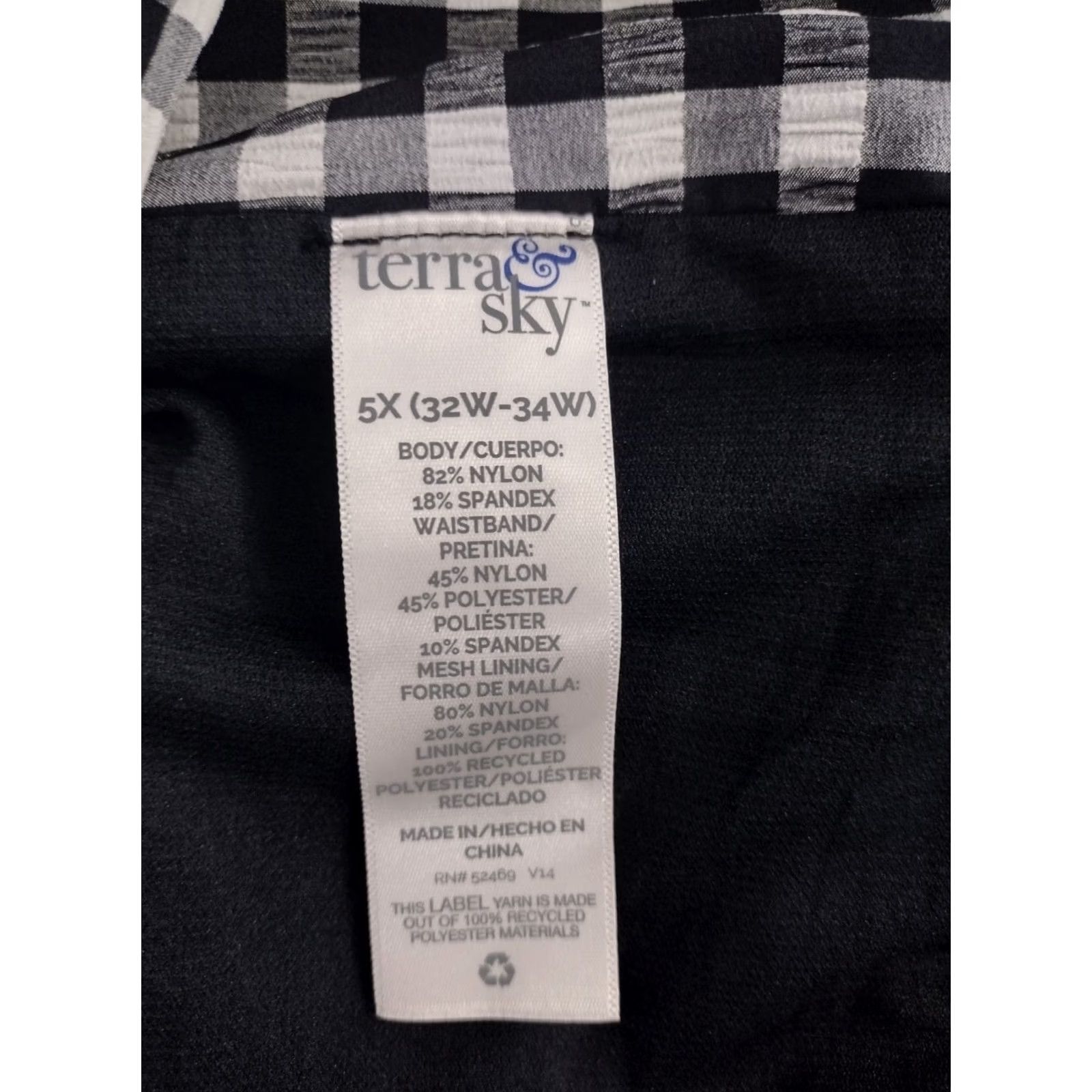 Vintage Terra & Sky Bottoms Women Black/Checkered High Waisted Twist 5X 32W-34W Beach Nylon Spandex Manche no? Size 40" / US 18 - 6 Thumbnail