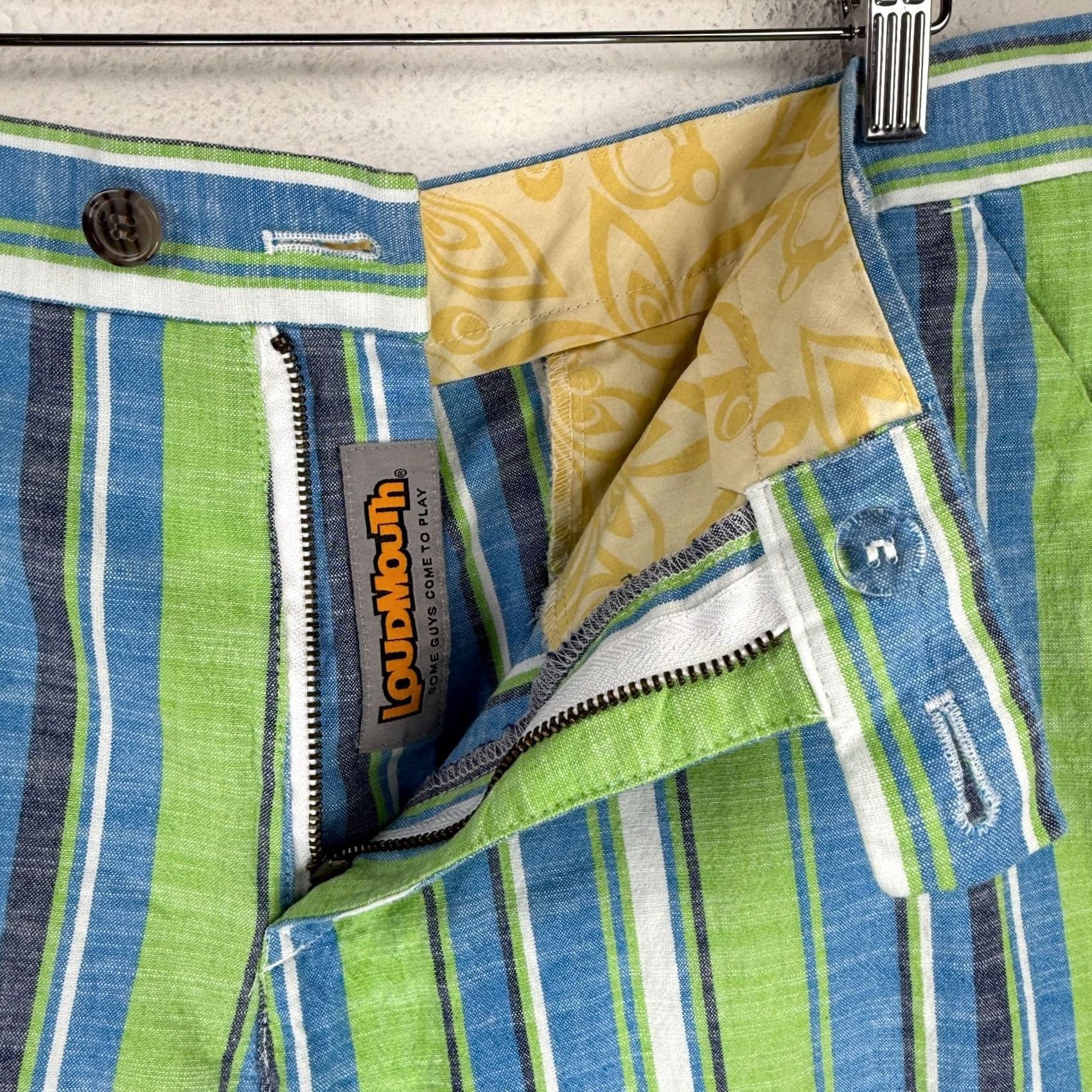 Vintage Loudmouth Golf Shorts Men’s 38 Striped Green Blue Cotton Preppy Stretch Casual Size US 38 / EU 54 - 4 Thumbnail