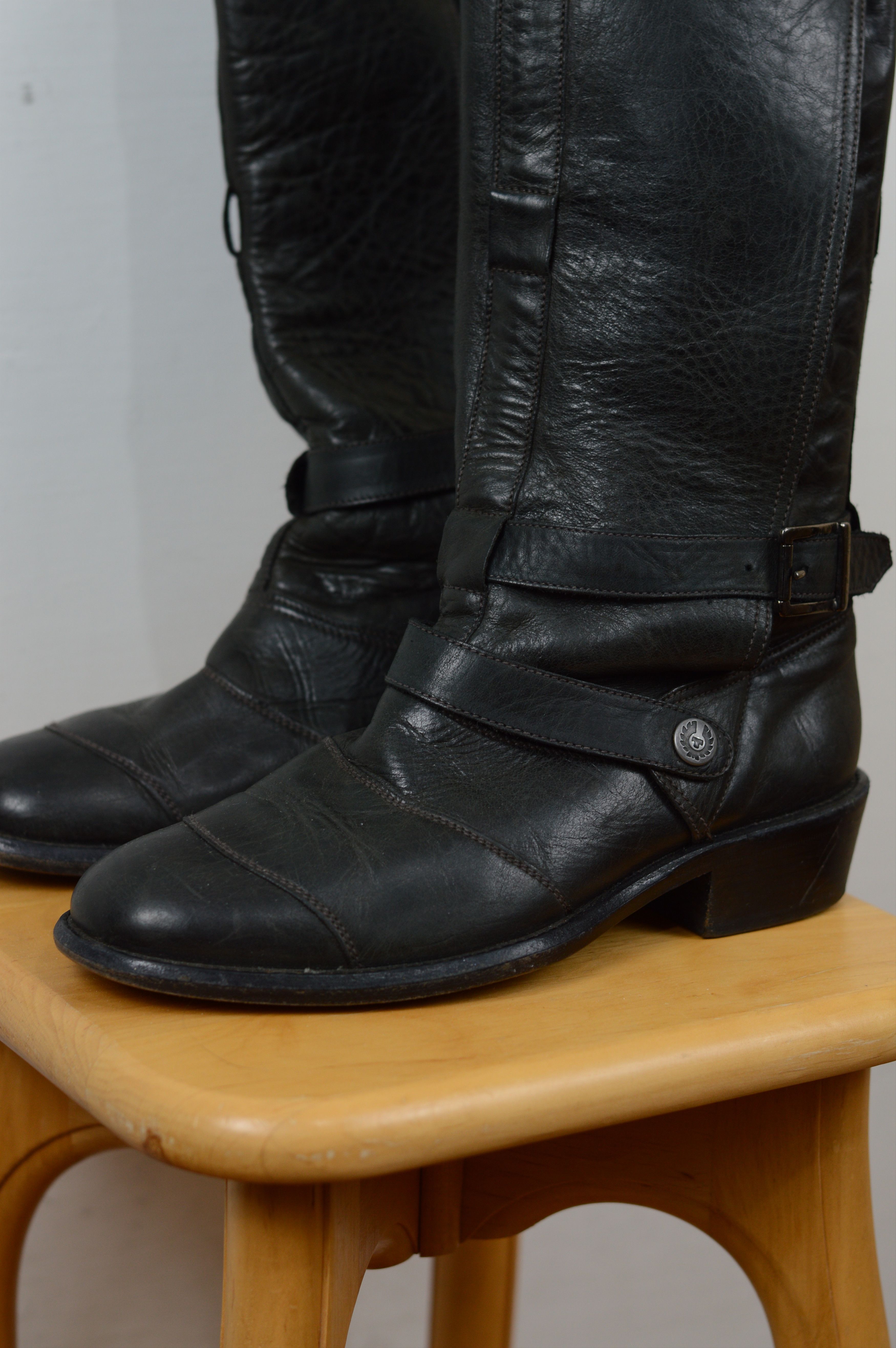 Belstaff Belstaff Taupe Leather Motorcycle Boots Buckle Block Heel Size US 10 / IT 40 - 1 Thumbnail