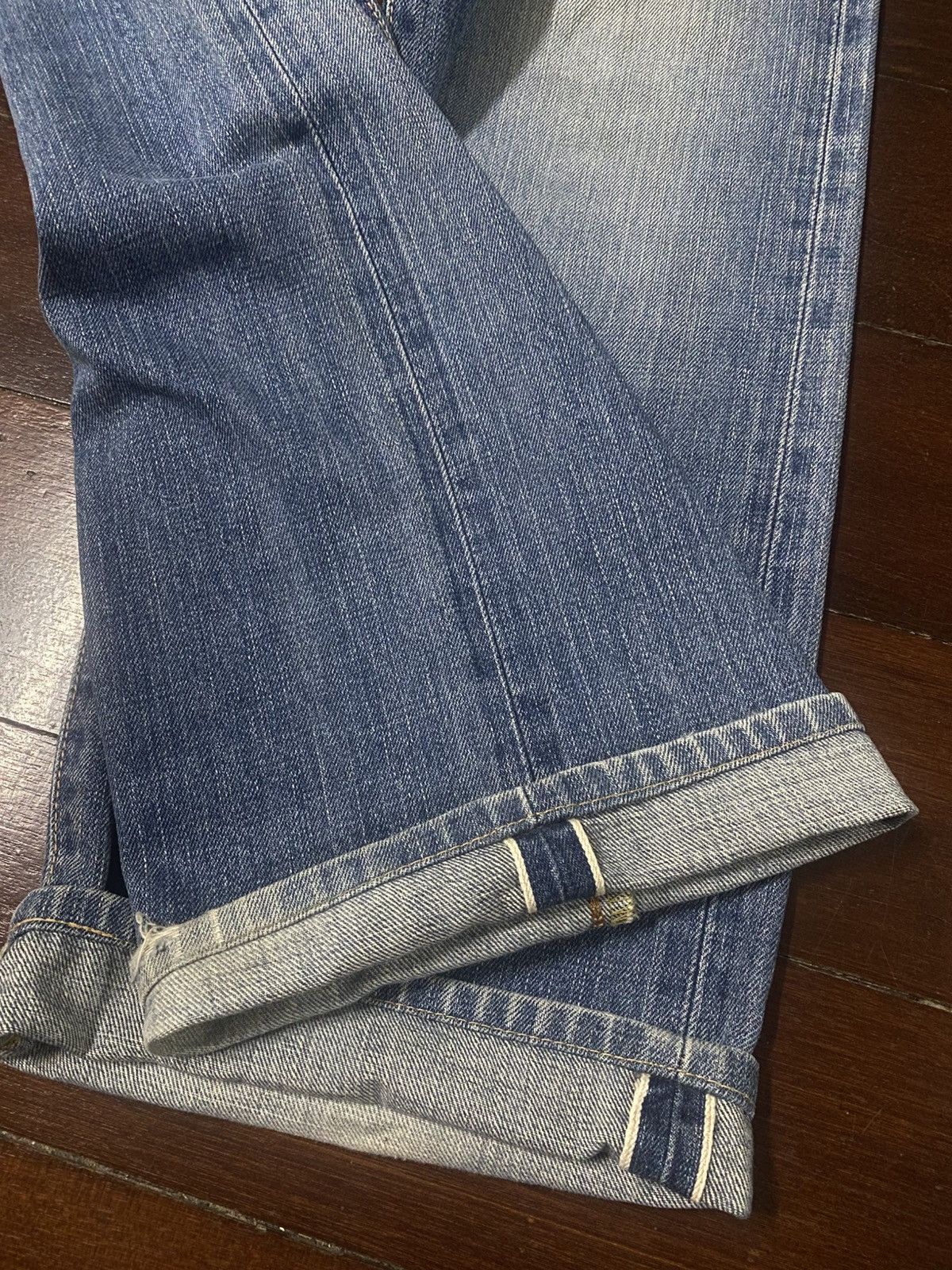 Edwin Vintage 90s Edwin 505 X mud wash distressed selvedge jeans Size US 37 - 22 Thumbnail