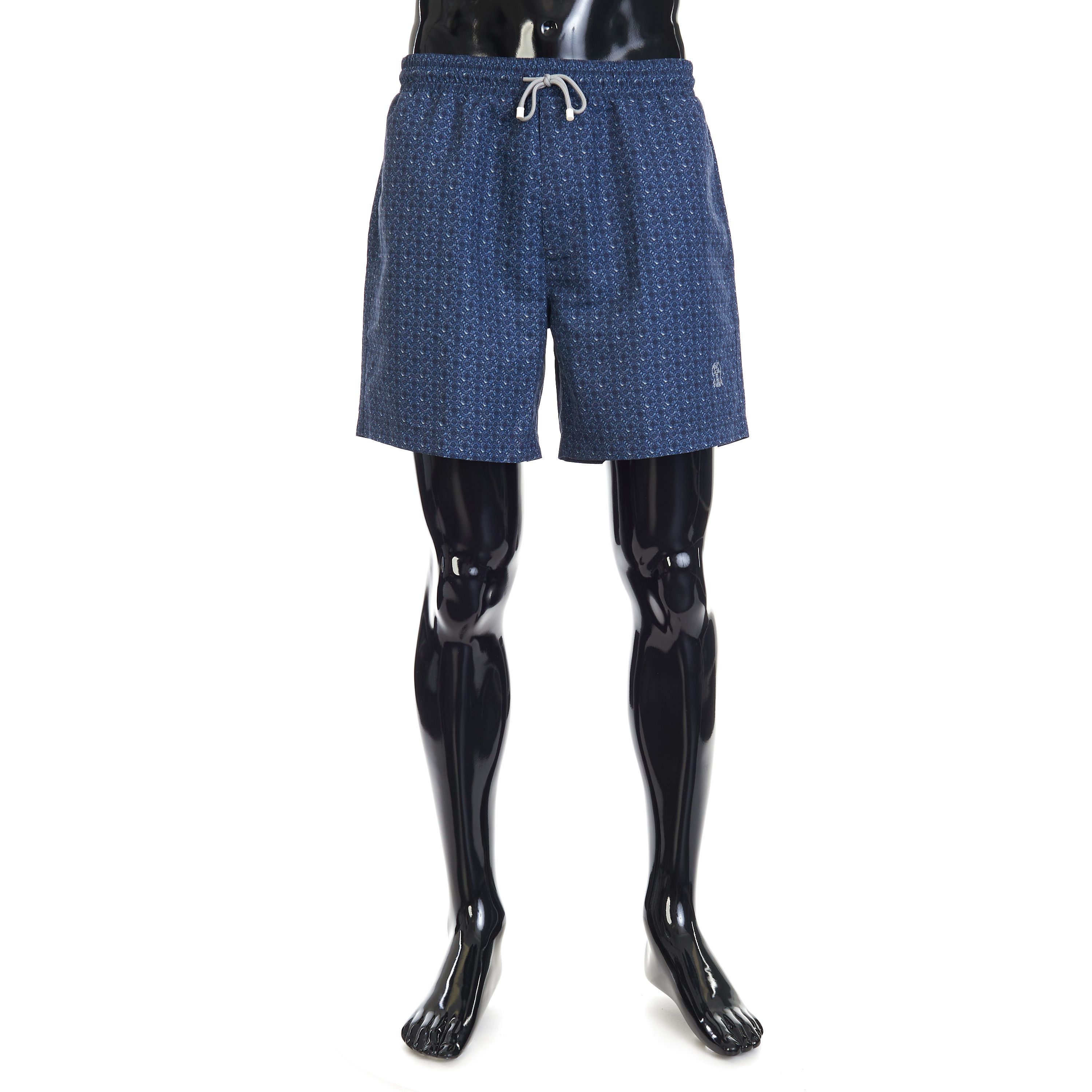 Microfiber Swim Shorts - Geometric Print Dark Blue