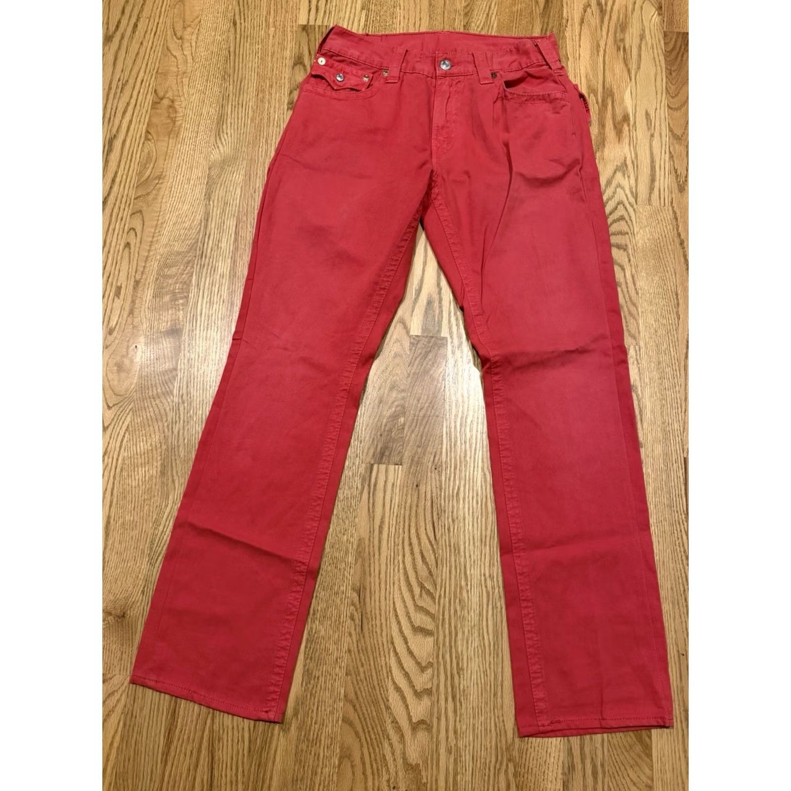 True Religion True Religion Ricky Jeans Mens 30x32 Pink Cotton 5-Pocket Straight Flap Pockets Hemmed 34 to 30 Hemmed Size US 30 / EU 46 - 5 Thumbnail