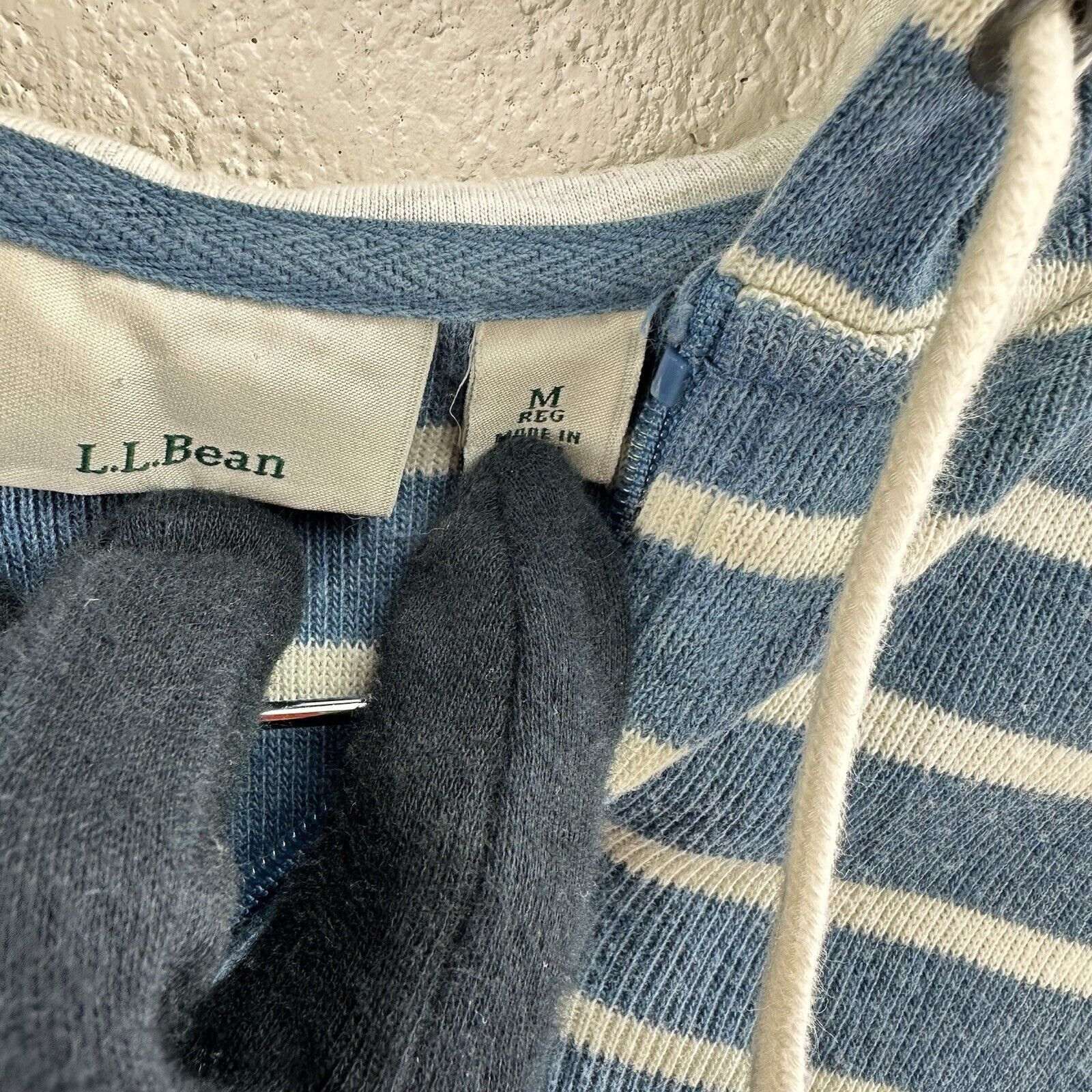 L.L. Bean VINTAGE 90s, Y2K L.L.Bean Blue Striped Zipper Hoodie Rugby M Size US M / EU 48-50 / 2 - 3 Thumbnail