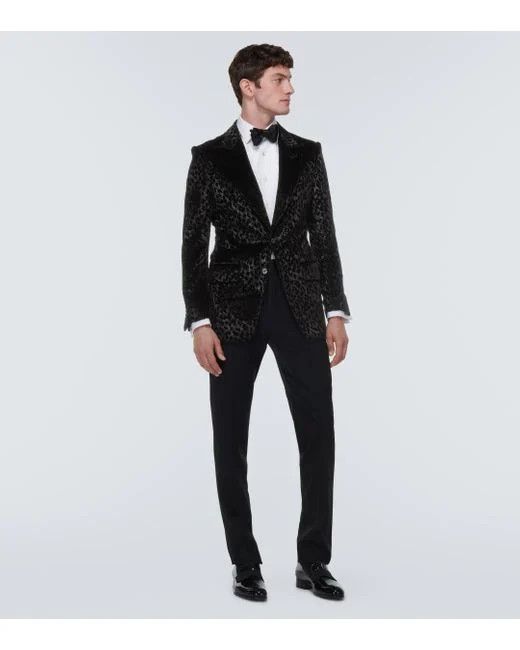 Tom Ford o1w1db10125 JLAP02 Velvet Leopard Jacket in Black Size US M / EU 48-50 / 2 - 7 Thumbnail