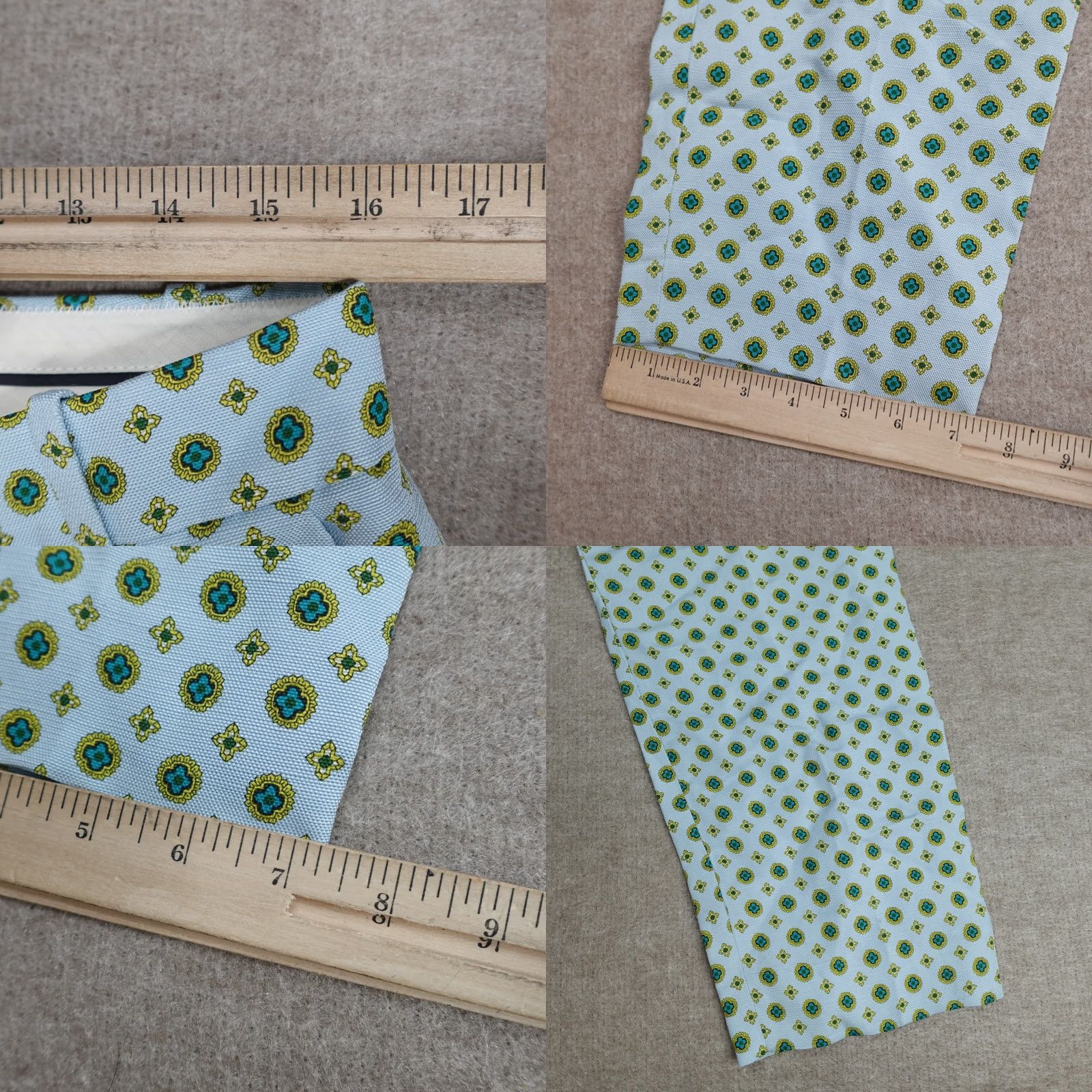 J.Crew J.CREW Collection Pants Women's 10 Blue Green All Over Print Silk Linen 84374 Geometric Flared Ankle Pockets Size 32" / US 10 / IT 46 - 8 Thumbnail