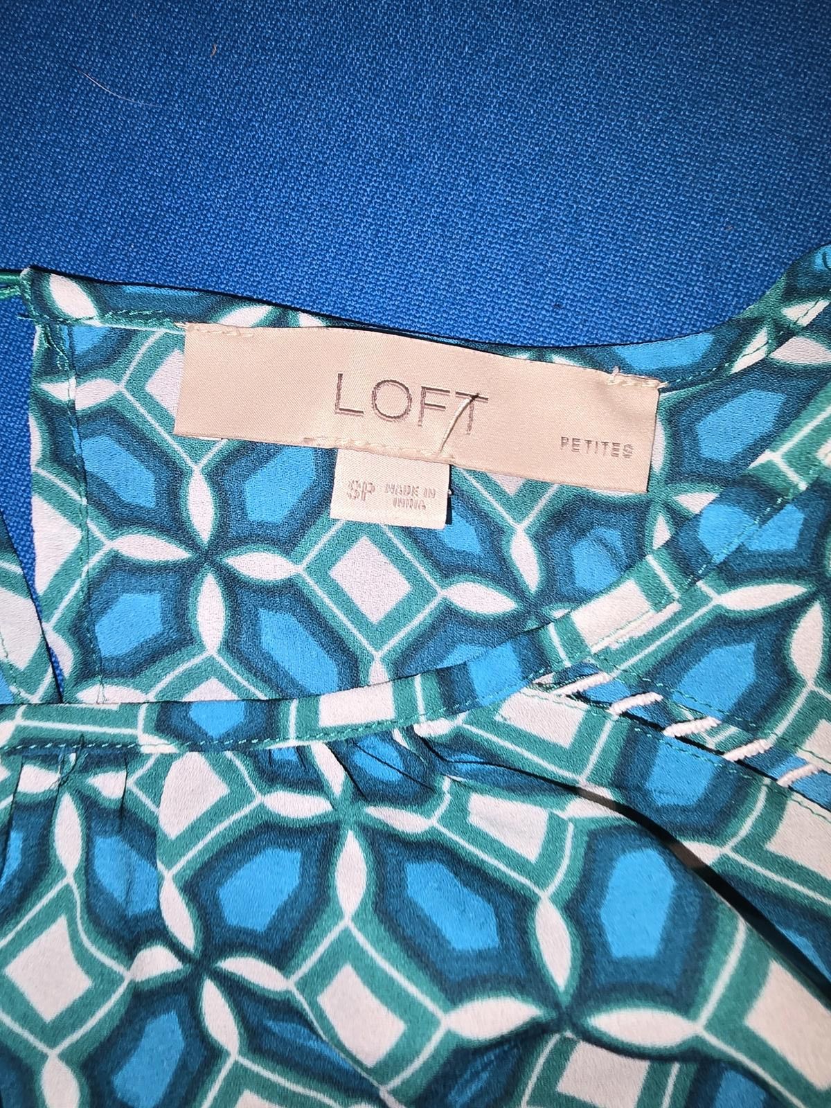 Designer Chic Geometric Print Teal Blouse - Perfect for Any Occasion Size S / US 4 / IT 40 - 2 Thumbnail