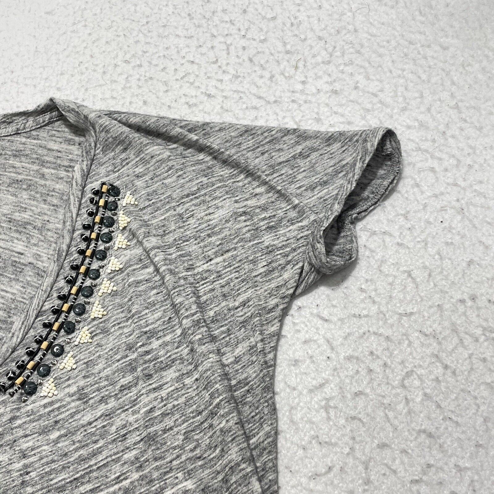 J.Crew J. Crew Short Sleeve Scoop Neck Tee Heather Gray Beaded Size S / US 4 / IT 40 - 4 Thumbnail