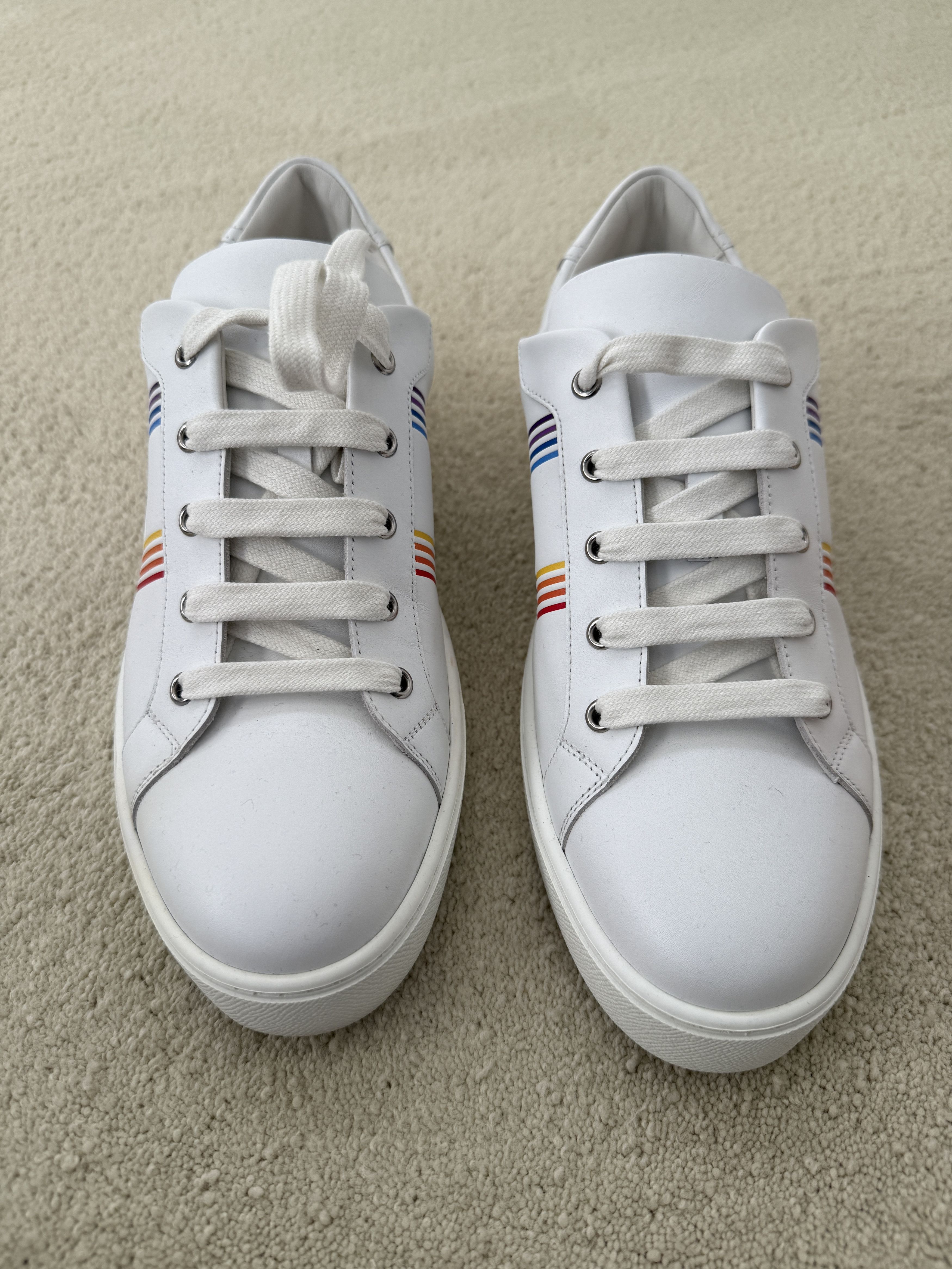 Hermes Hermes Mens New White w/Multcolor H Leather Sneakers Size US 10.5 / EU 43-44 - 3 Thumbnail