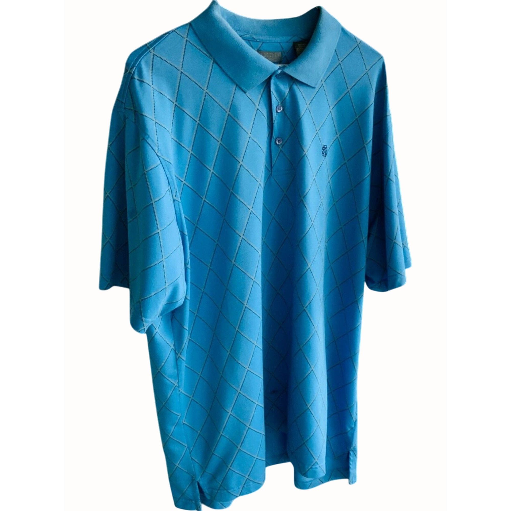 Izod Izod Golf Mens Blue Argyle Print Short Sleeve Relaxed Fit Po Size US XL / EU 56 / 4 - 1 Thumbnail