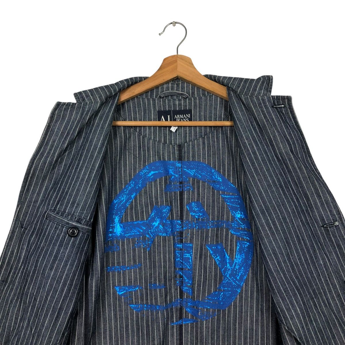 Vintage 🔥VINTAGE HICKORY CHORE WORKER JACKET ARMANI JEANS INDIGO Size US M / EU 48-50 / 2 - 16 Thumbnail