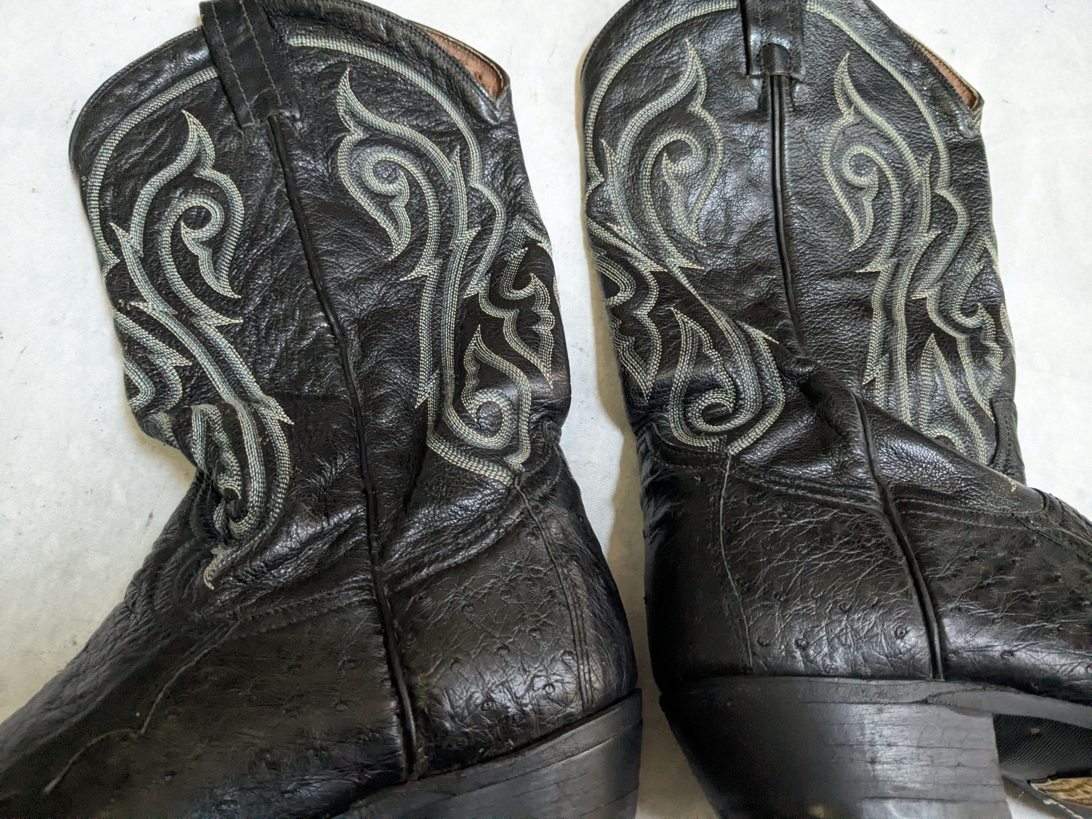 Tony Lama Tony Lama Cowboy Boots Ostrich Leather Black 9.5 D USA Size US 9.5 / EU 42-43 - 4 Thumbnail