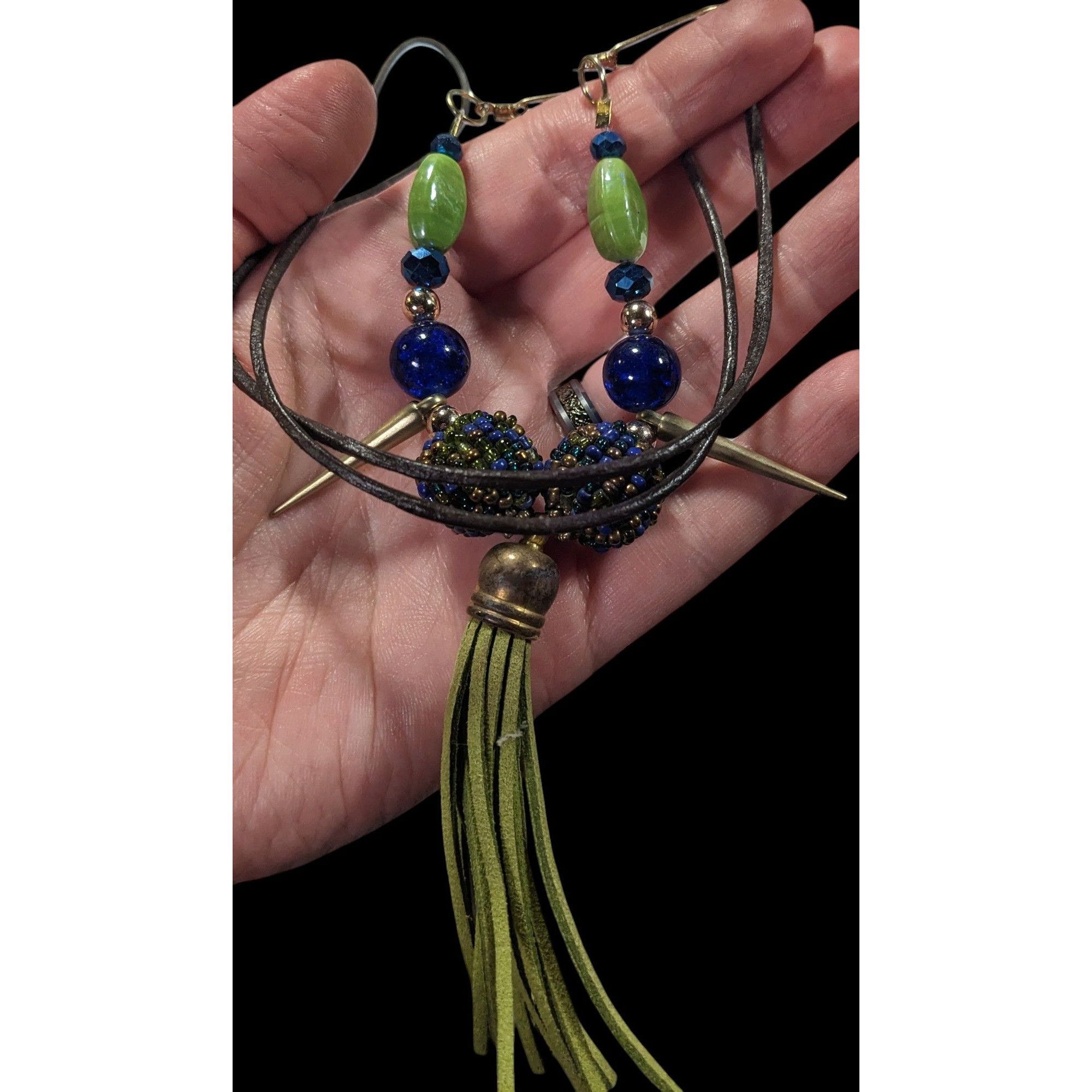 Other Bohemian Abstract Blue And Green Statement Necklace Size ONE SIZE - 3 Thumbnail