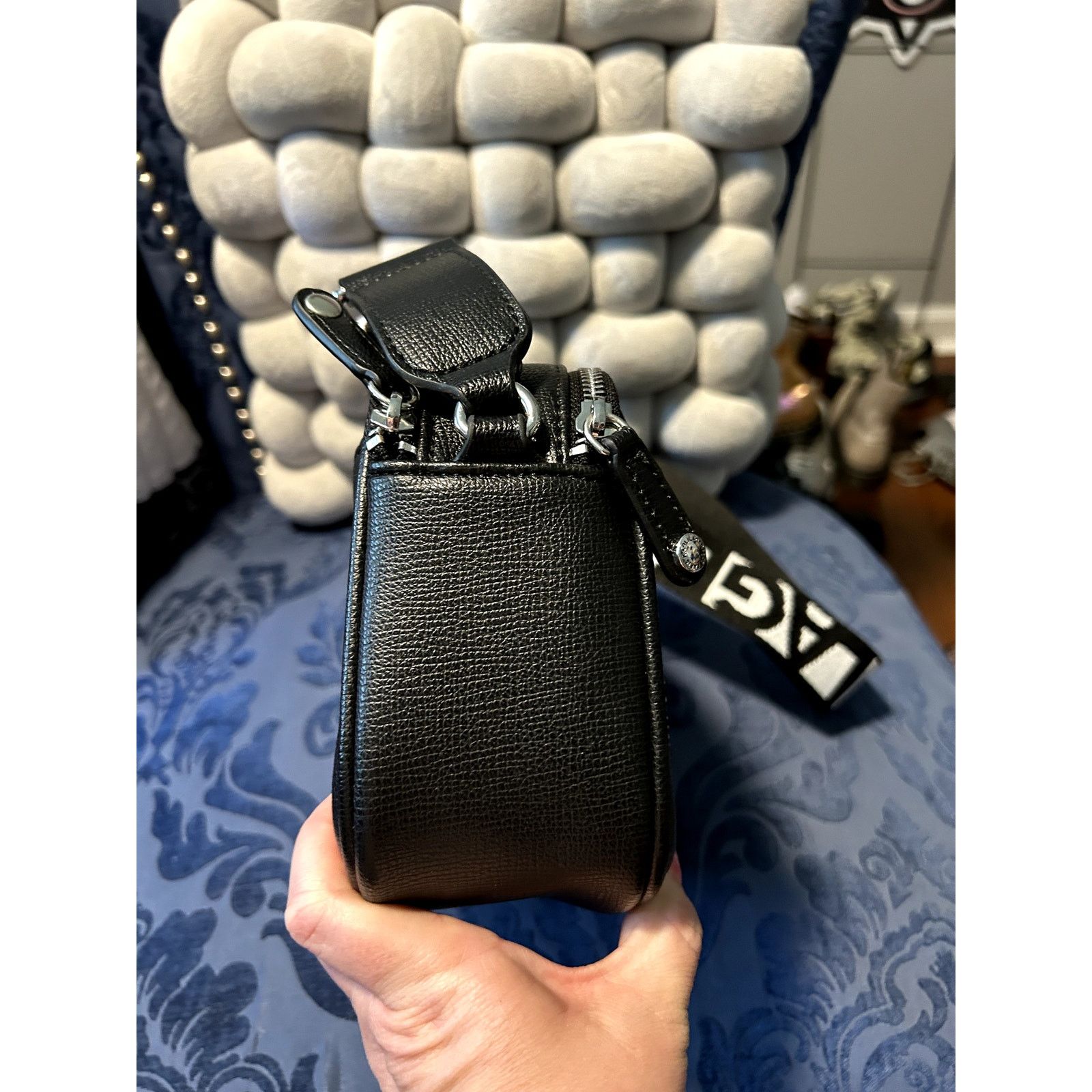 Karl Lagerfeld Karl Lagerfeld Maybelle Black Rhinestone Duo Camera Bag NWOT Size ONE SIZE - 3 Thumbnail