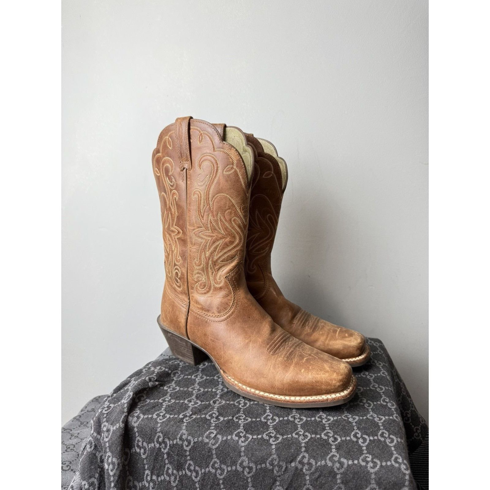 Cowboy Equipment 💥Rare! Vintage Ariat Western Leather Cowboy Boots Size US 8 / EU 41 - 5 Thumbnail