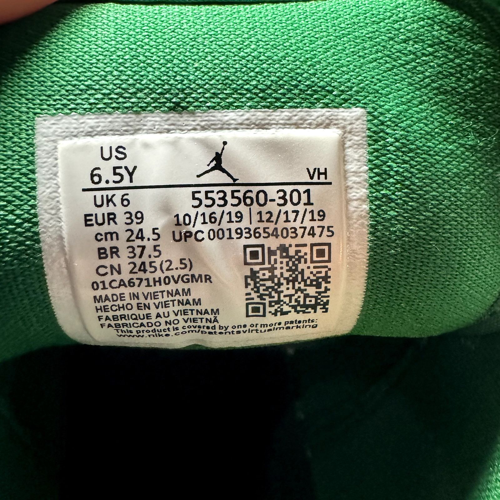Jordan Brand × Nike Size 6.5 - Nike Air Jordan 1 Low GS Pine Green Men's Shoes Size US 6.5 / EU 39-40 - 9 Thumbnail