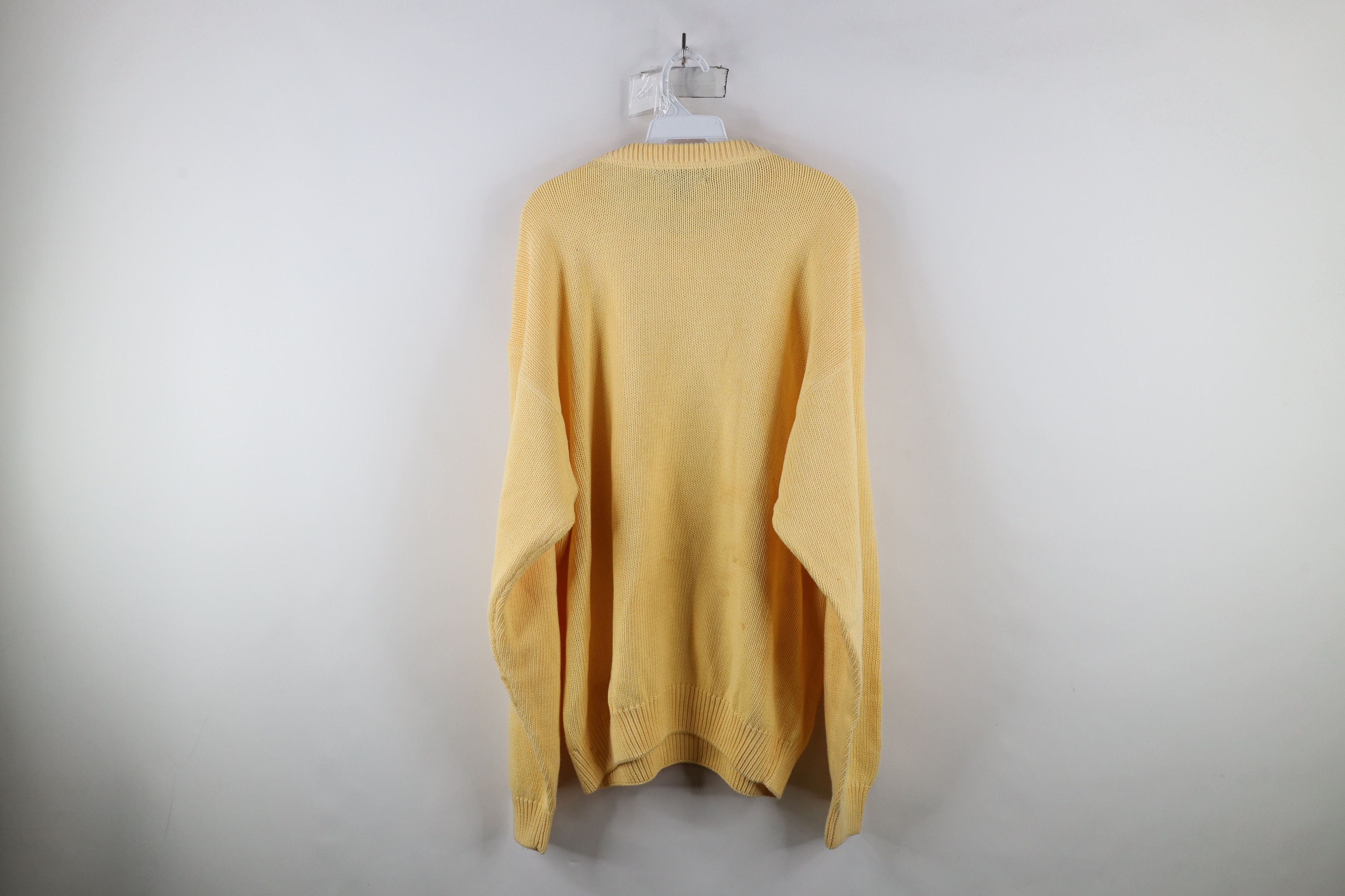 Vintage Vintage 90s Streetwear Blank Cotton Knit Sweater Yellow Size US XXL / EU 58 / 5 - 9 Thumbnail