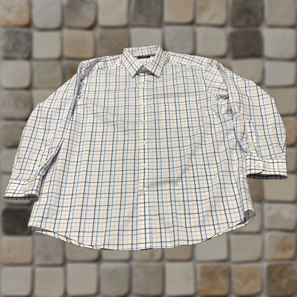 Club Room Club Room Shirt Men's XL White Blue Plaid Button-Front Casual Size US XL / EU 56 / 4 - 1 Thumbnail