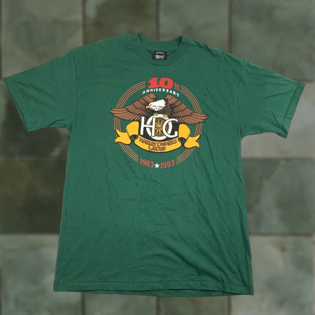 Harley Davidson VINTAGE Harley-Davidson Shirt Harley-Davidson Men L Green 1993 10 Anniversary Biker 90s Shirt Mens Size US L / EU 52-54 / 3 - 1 Thumbnail