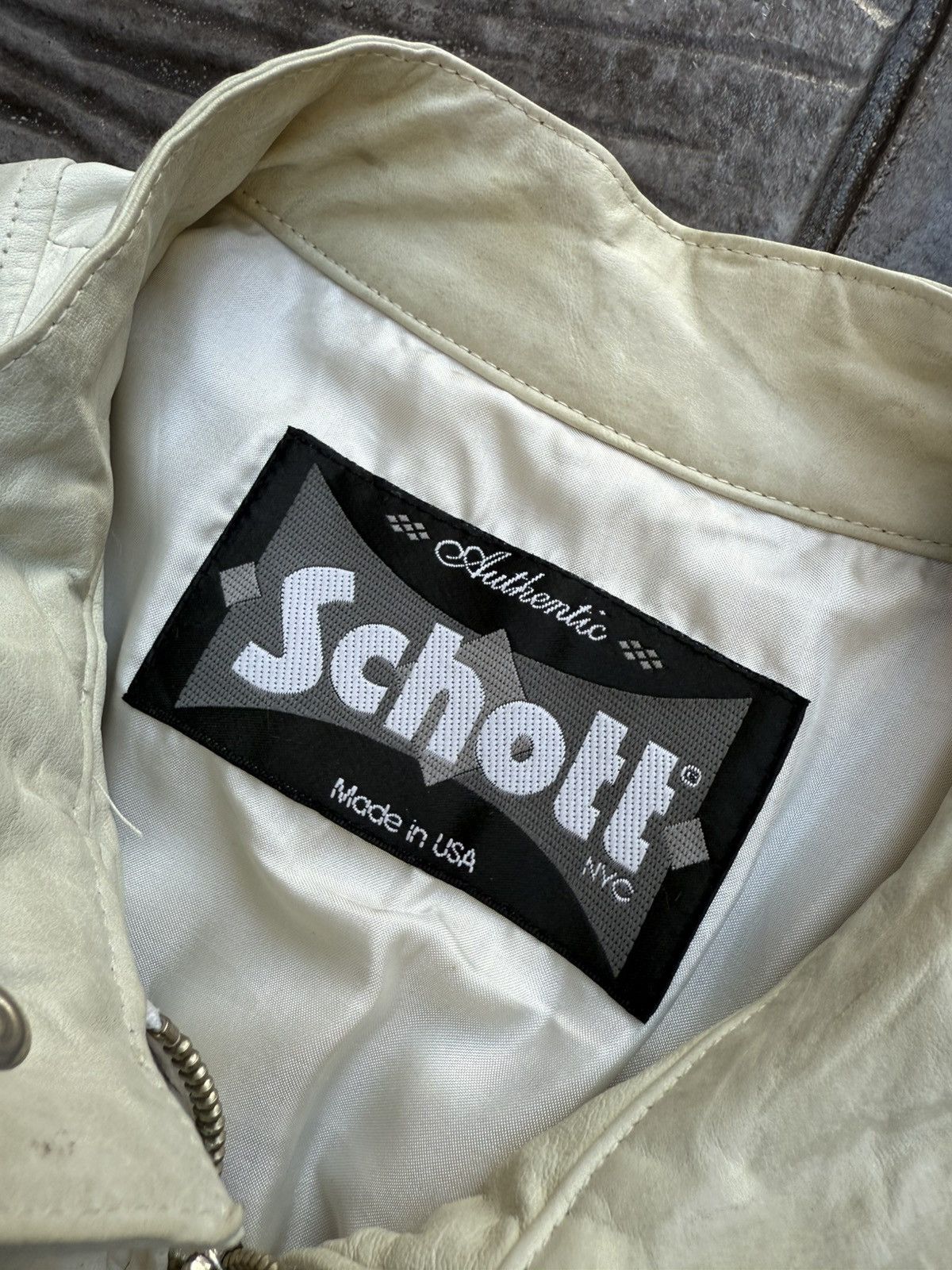Schott SCHOTT White Leather "Made in USA" RARE Jacket Size US M / EU 48-50 / 2 - 3 Thumbnail