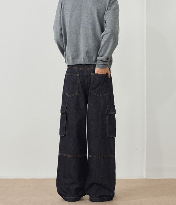 Japanese Brand Men's retro loose multi-pocket cargo wide-leg baggy jeans Size US 32 / EU 48 - 4 Thumbnail