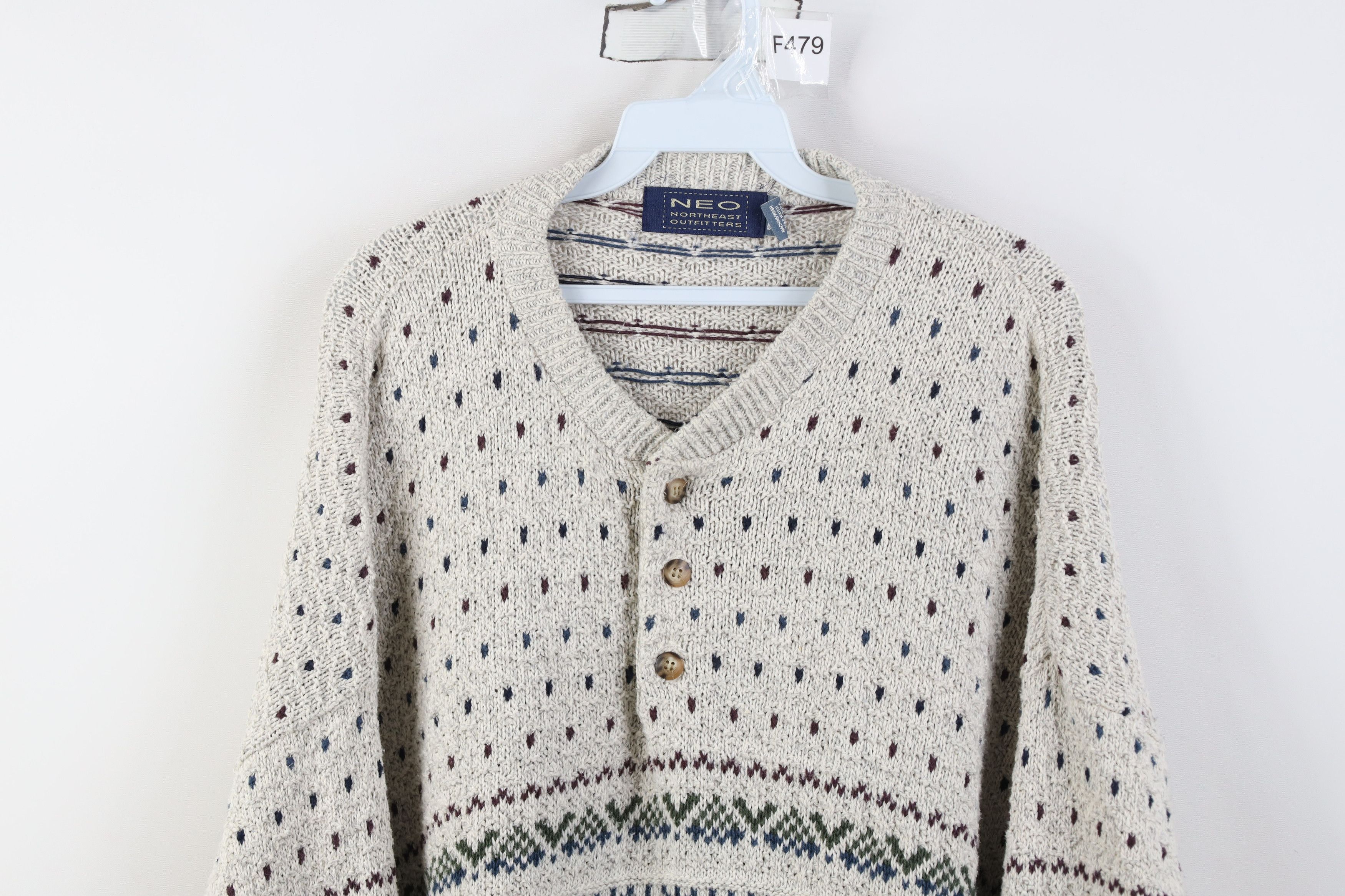 Vintage Vintage 90s Streetwear Fair Isle Knit Henley Sweater USA Size US XXL / EU 58 / 5 - 2 Thumbnail