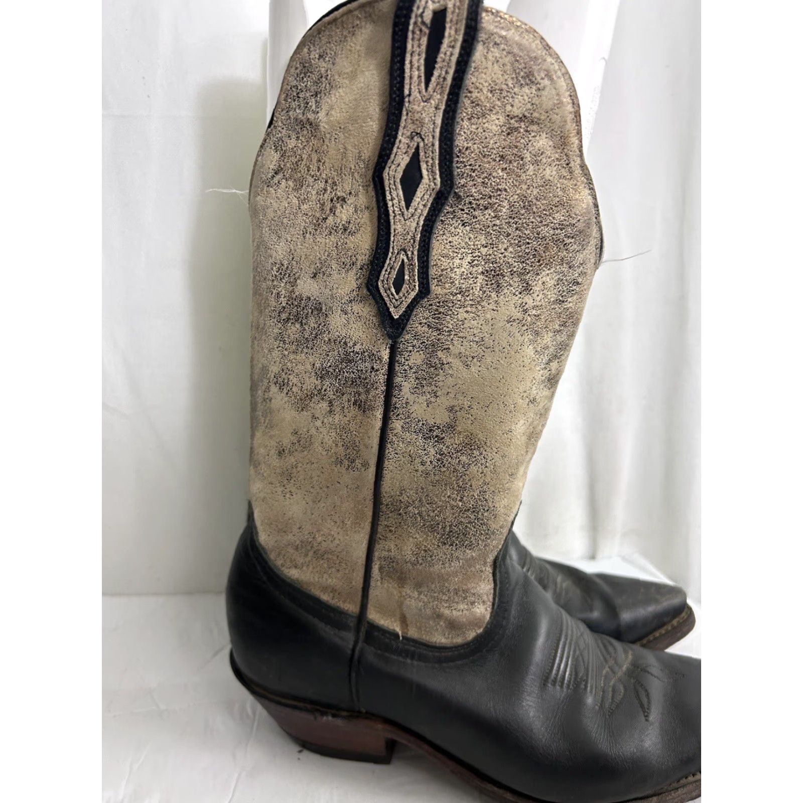 Vintage VINTAGE Boulet Womens Cowboy Boots Black and Gold 10 Shimmery Pointed Toe Pull On Western Cowboy Womens Boots Size US 10 / IT 40 - 3 Thumbnail