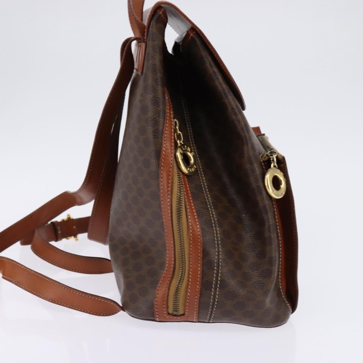 Celine CELINE Macadam Canvas Backpack Pvc Leather Brown Gold Size ONE SIZE - 5 Thumbnail