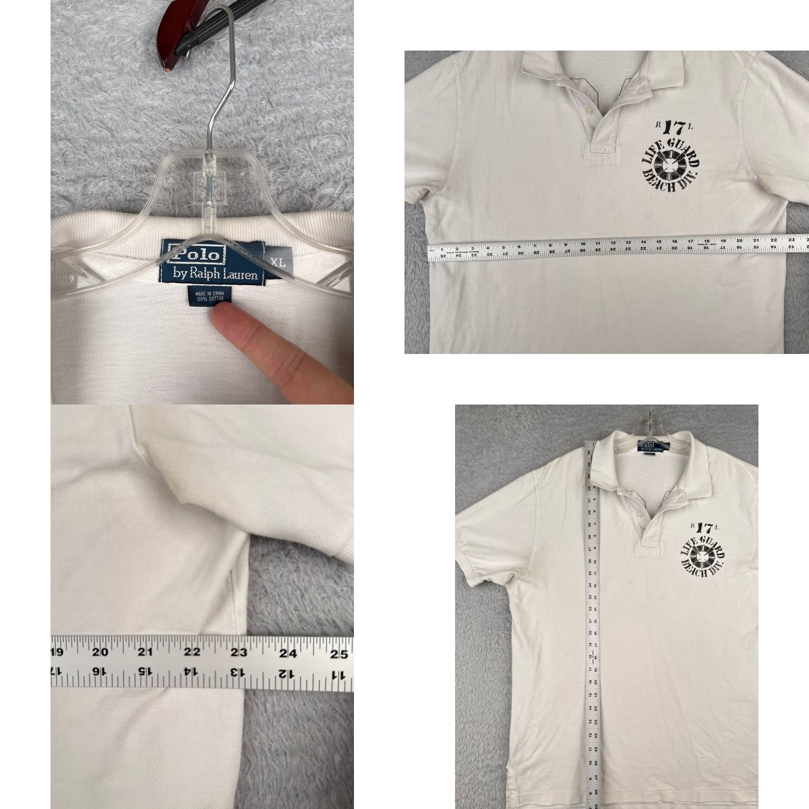 Ralph Lauren VINTAGE Polo Ralph Lauren Shirt Adult XL White Polo, 100% Cotton, Short Sleeve, Slim Fit, Men, 44 Chest, Logo Embroidered, 1990s/Classic Sports Theme Size US XL / EU 56 / 4 - 8 Thumbnail