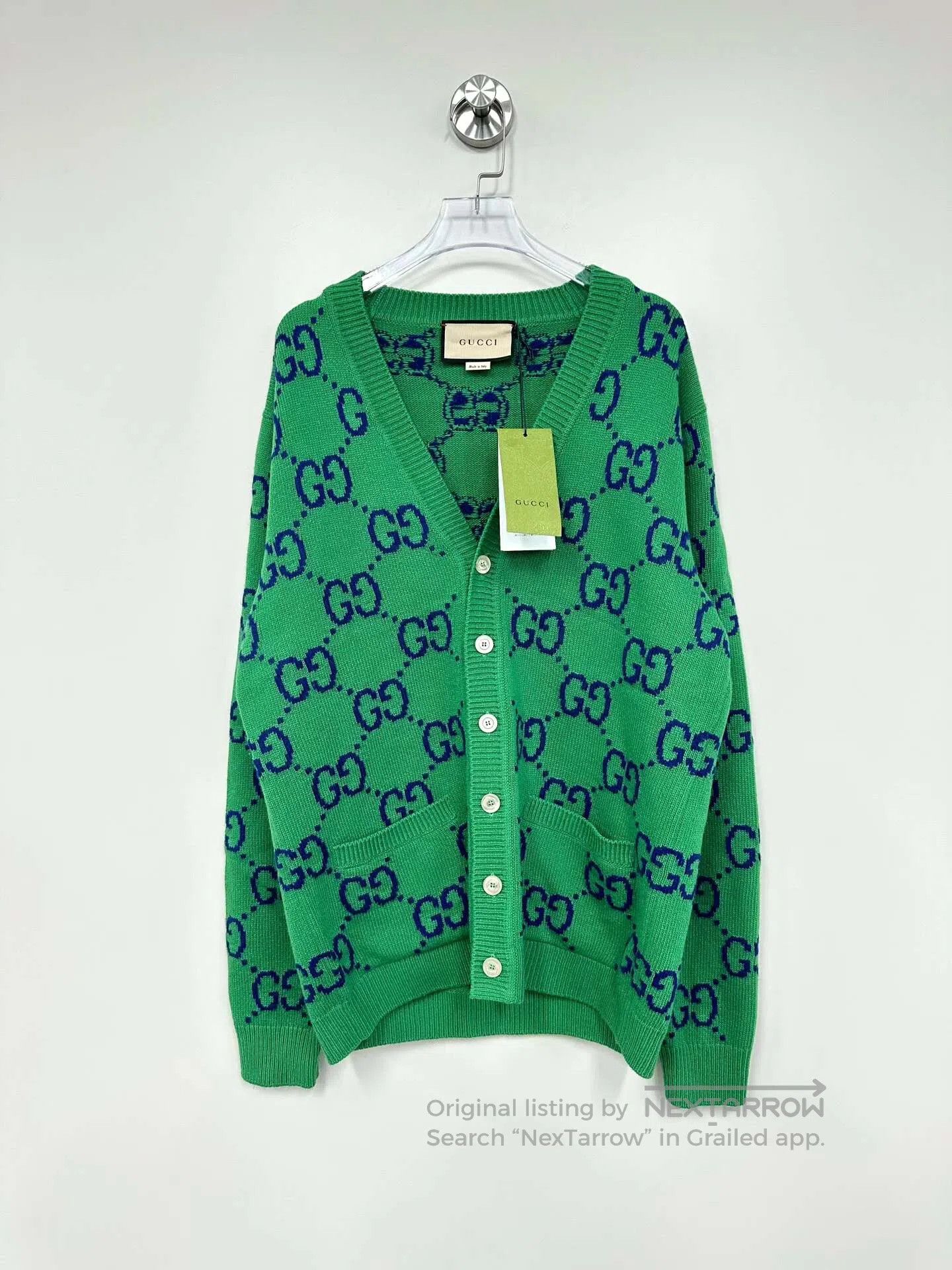 Gucci Guicci Green double G full print knitted cardigan jacket| Size US S / EU 44-46 / 1 - 1 Thumbnail