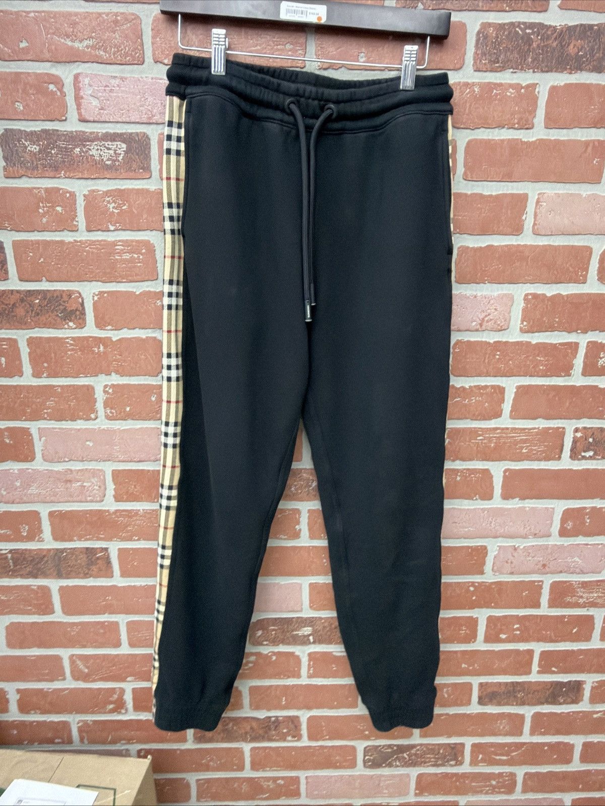Burberry Burberry Vintage Check Panel Cotton Sweatpants black sz XS Size US 27 - 11 Thumbnail