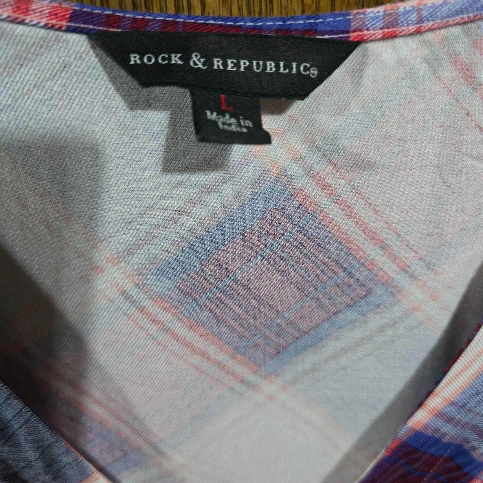 Other Rock and Republic Women's Blue & Red Sleeveless Top With Tie Size L / US 10 / IT 46 - 3 Thumbnail